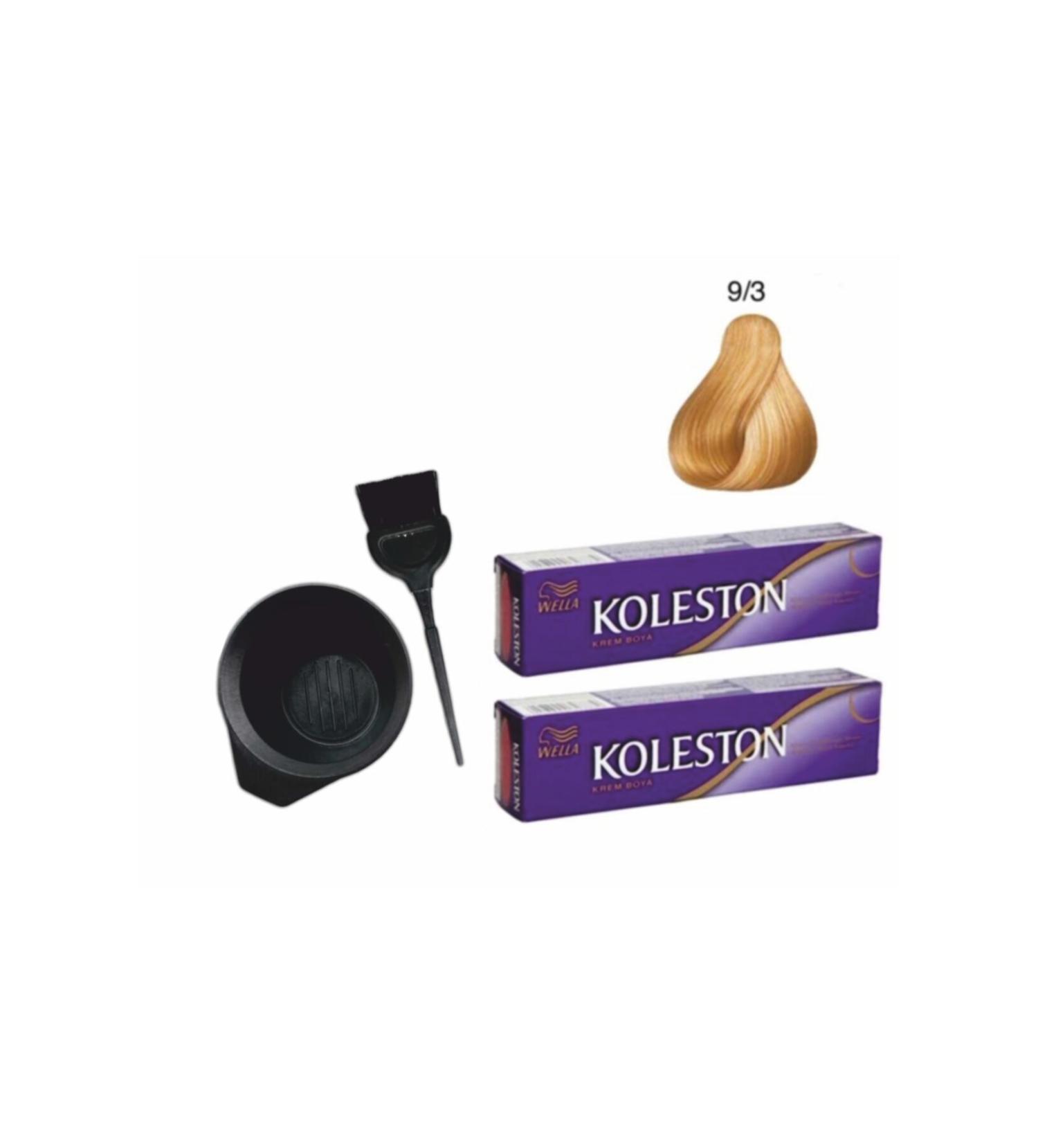 Wella Hair Dye 9/3 Golden Blonde 2 Pieces + Coloring Set