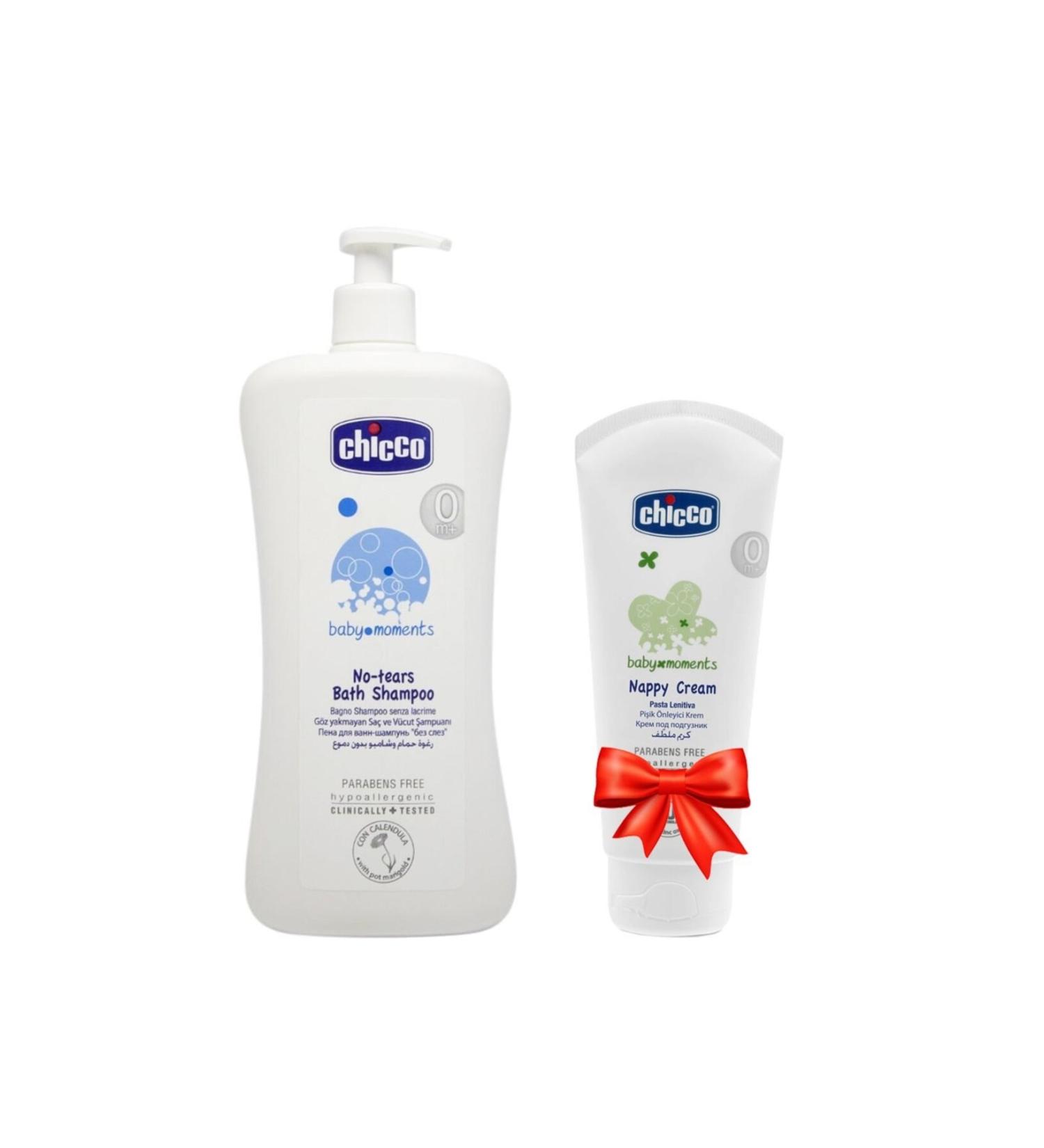 Chicco No-Tear Hair and Body Shampoo 750ml Diaper Rash Prevention Cream 100ml