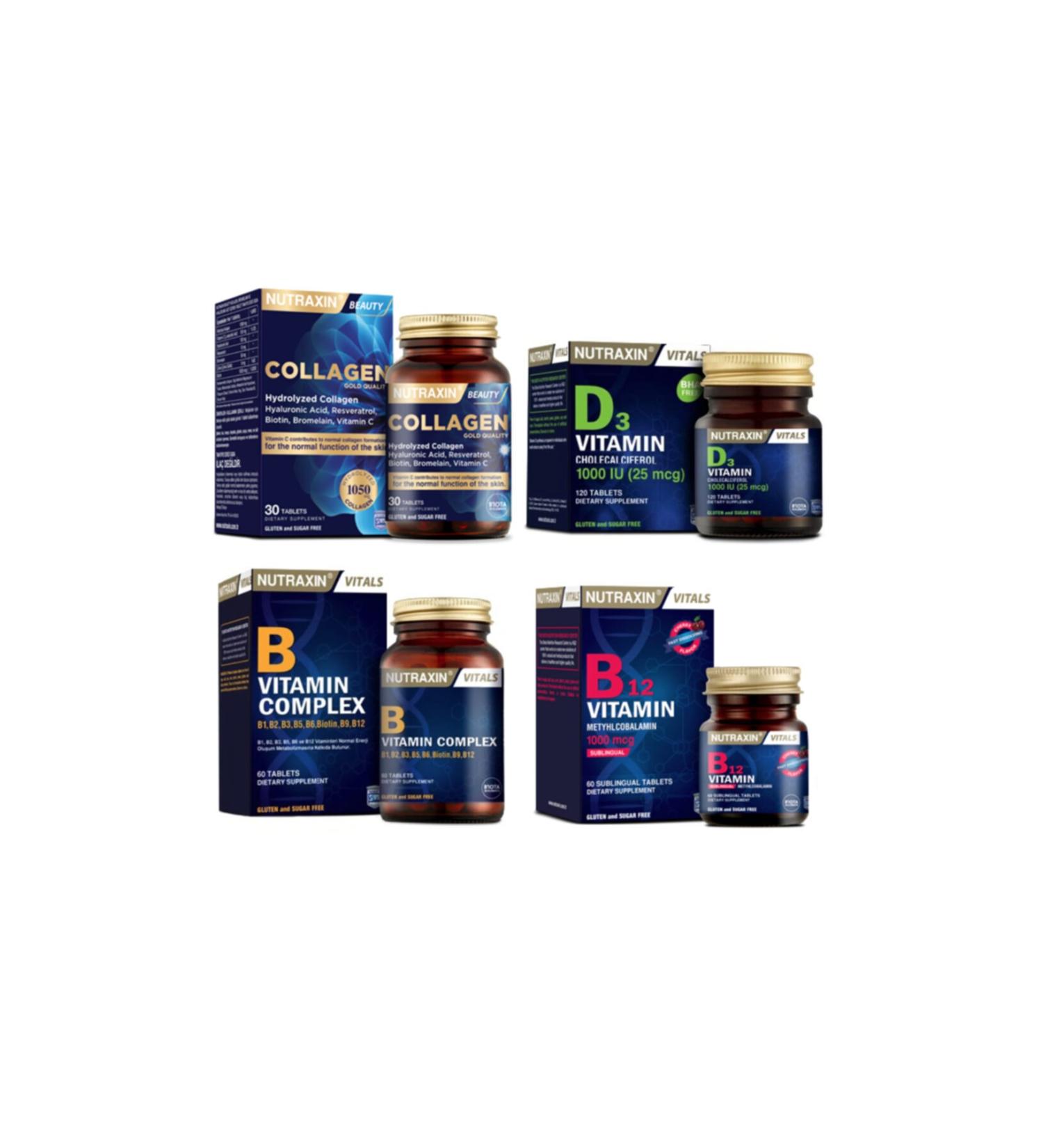 Nutraxin Supplement 30 Tablets + Vitamin B12 60 Sublingual Tablets + Vitamin B Complex 60 Tablets