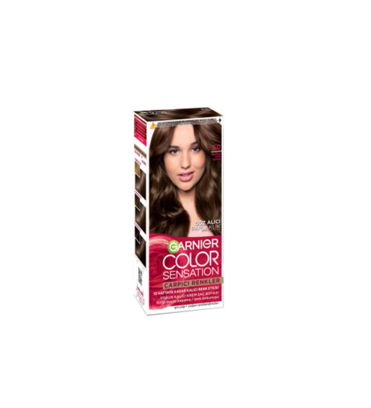 Garnier Color Sensation Striking Colors Hair Dye 5.0 Bright Light Brown (1 PIECE)