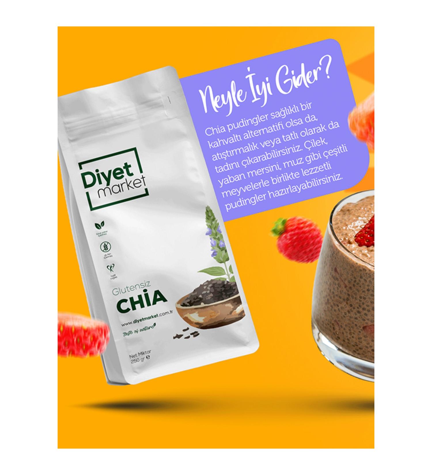 DIET MARKET Gluten Free Chia Seeds 250 Gr - Buy Online on GoSupps.com