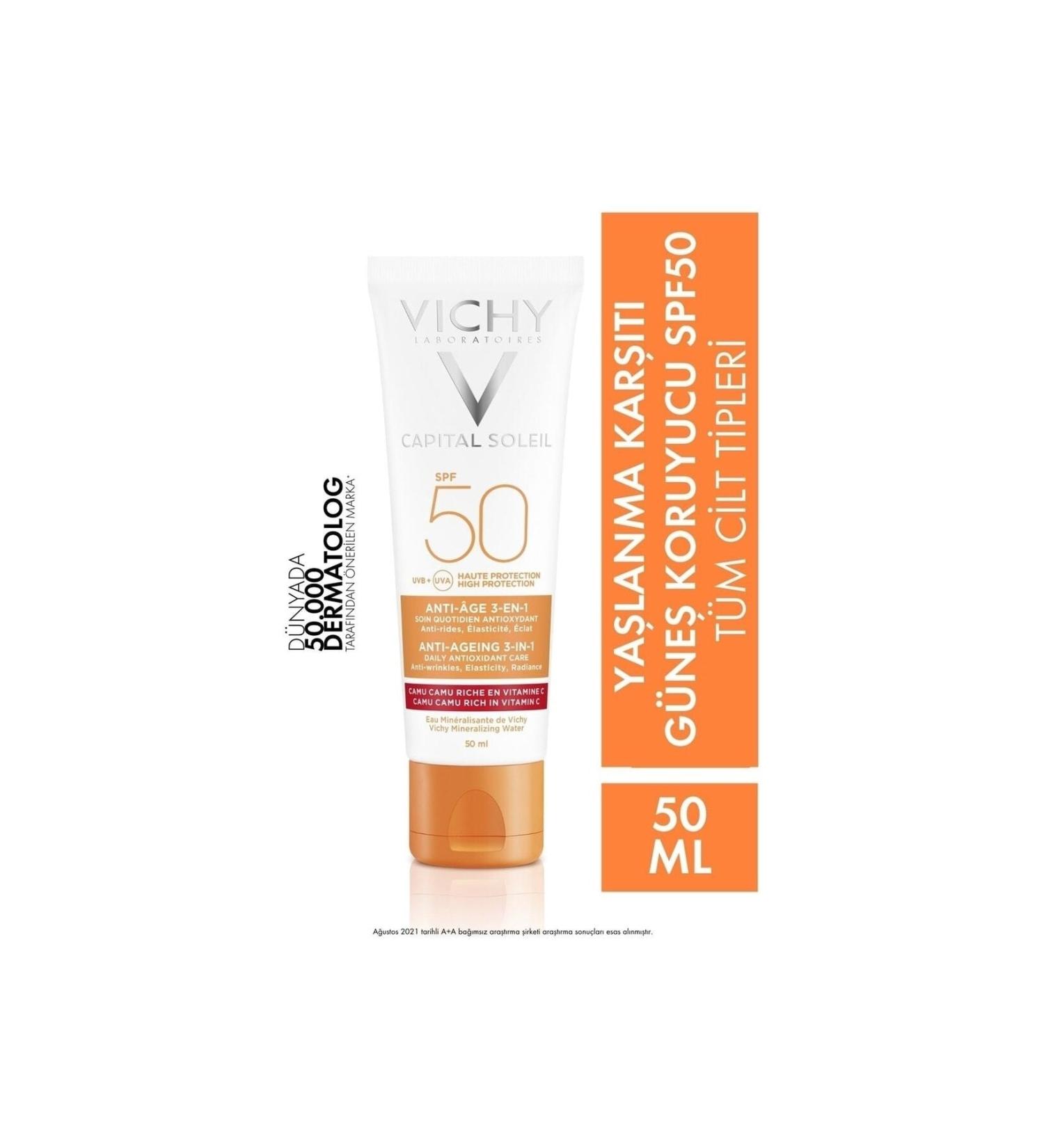 Vichy Capital Soleil SPF 50 Anti-Aging 3-in-1 Sun Cream 50 ml