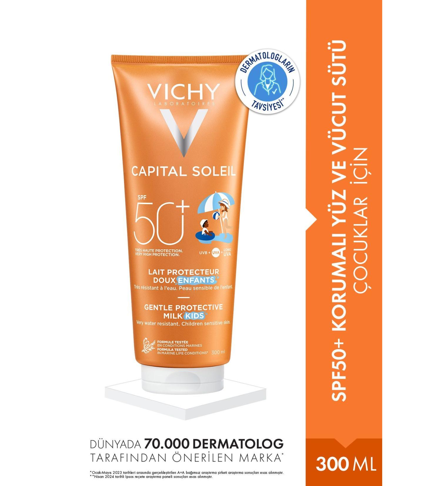 Vichy Capital Soleil Spf 50+ Children's Face and Body Sun Milk 300 Ml