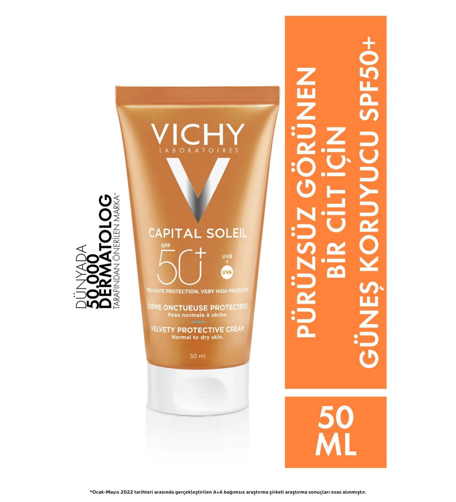 Vichy Capital Soleil Velvety Very High Protection Moisturizing Facial Sunscreen Spf 50 50ml DK R N1518