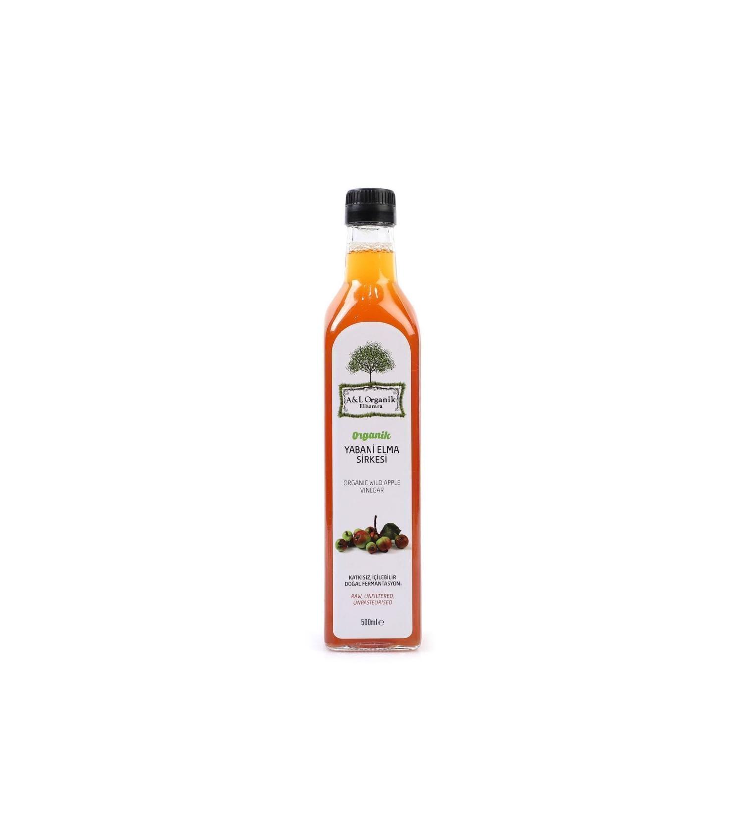 A&L ORGANIC ELHAMRA Organic Certified Wild Apple Vinegar. Unfiltered and Unpasteurized. Net 500ml