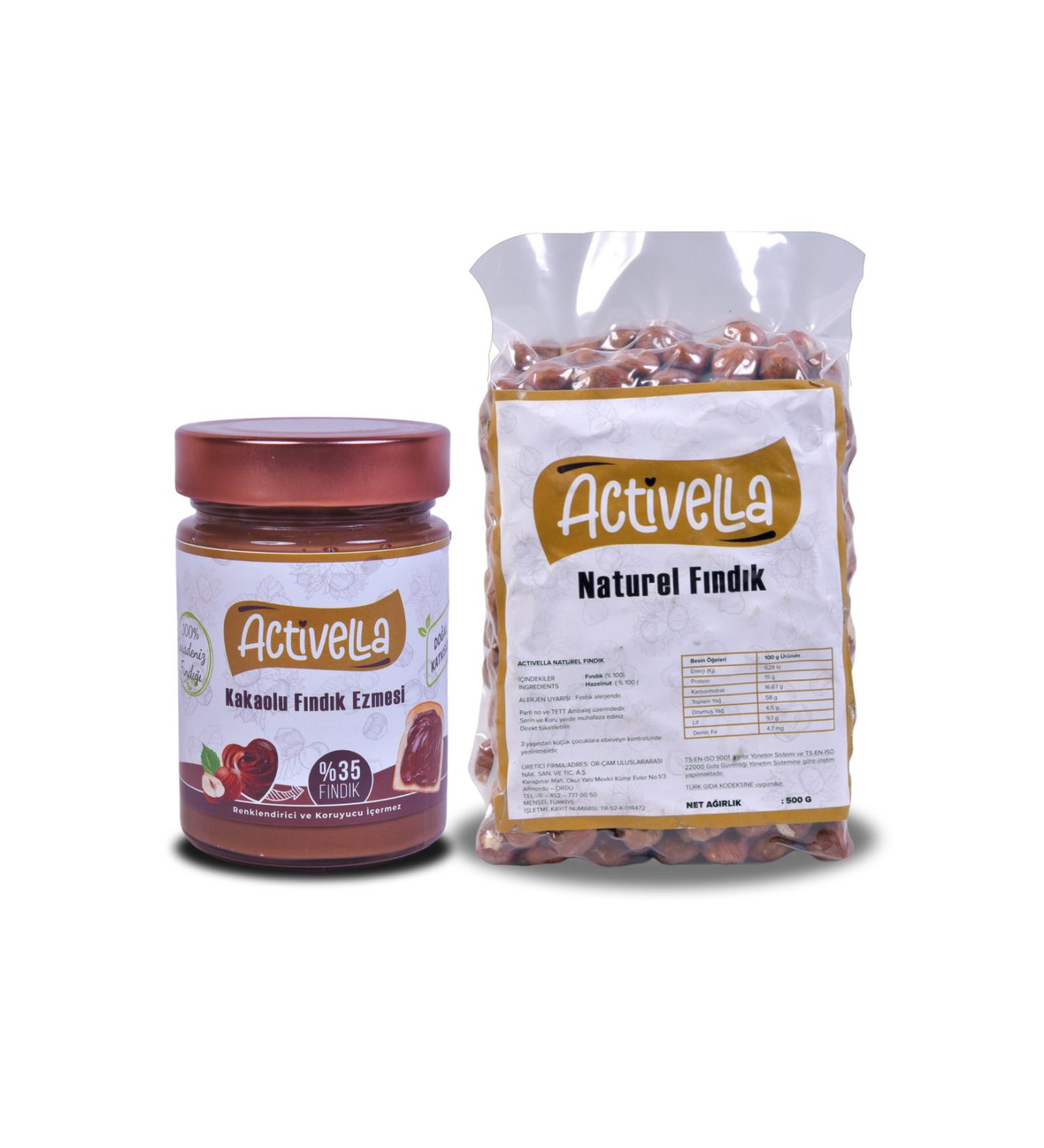 Activella Cocoa Hazelnut Paste 330gr 5 Hazelnuts + Natural Hazelnut Kernels 500gr