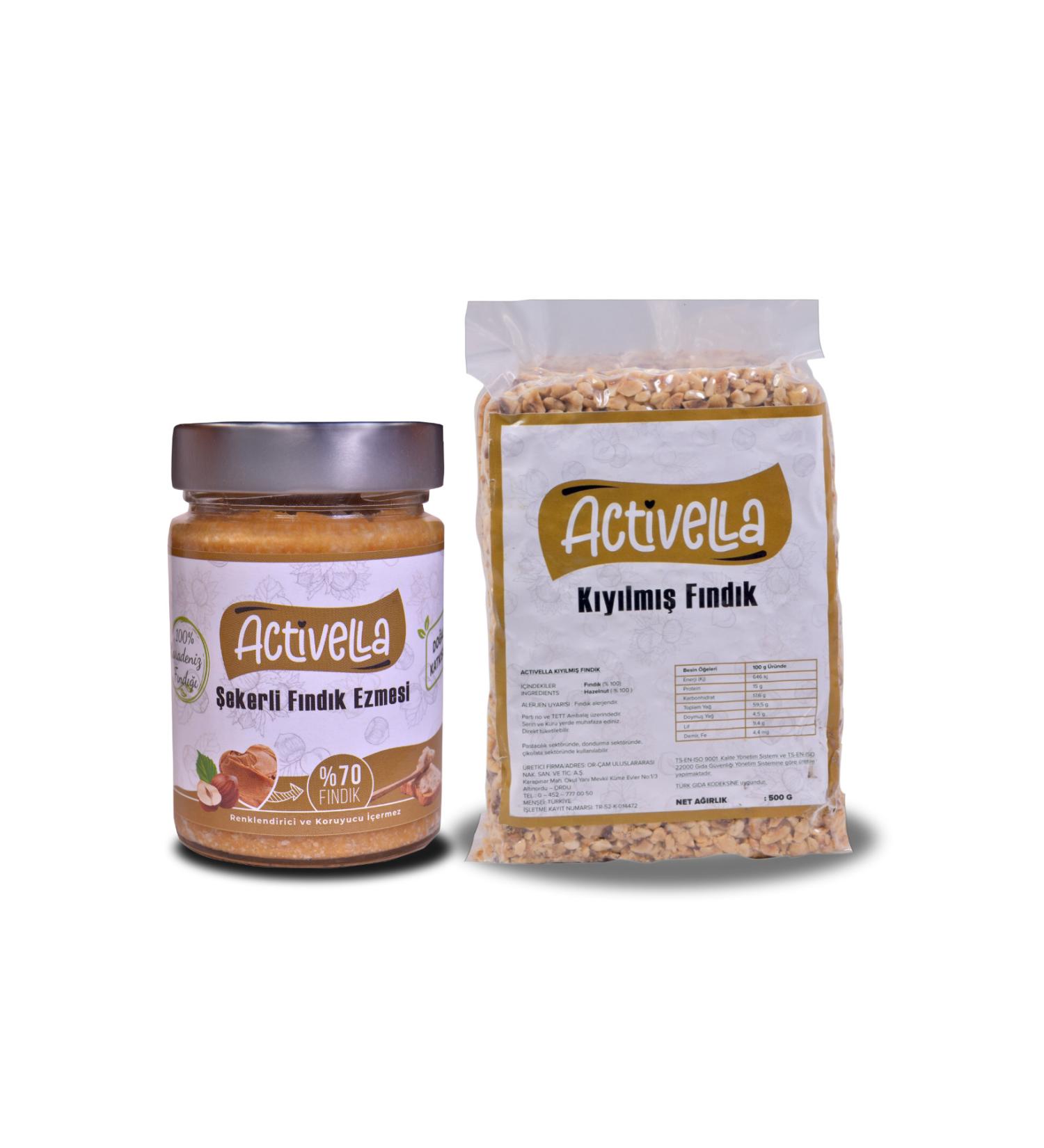Activella Sweetened Hazelnut Paste 320gr p Hazelnut + Chopped Hazelnuts 500gr
