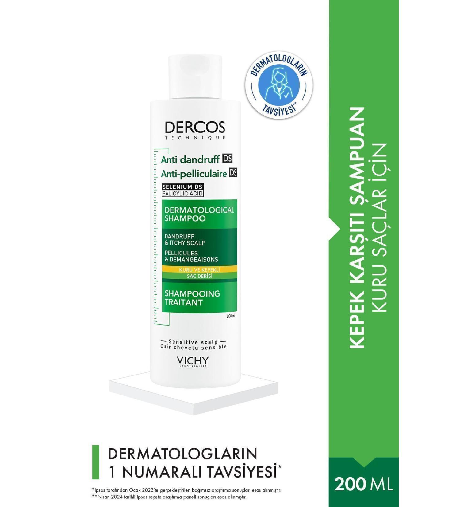 Vichy Dercos Anti-Dandruff Hair Care Shampoo for Dry Hair 200 ml - Buy Online on GoSupps.com