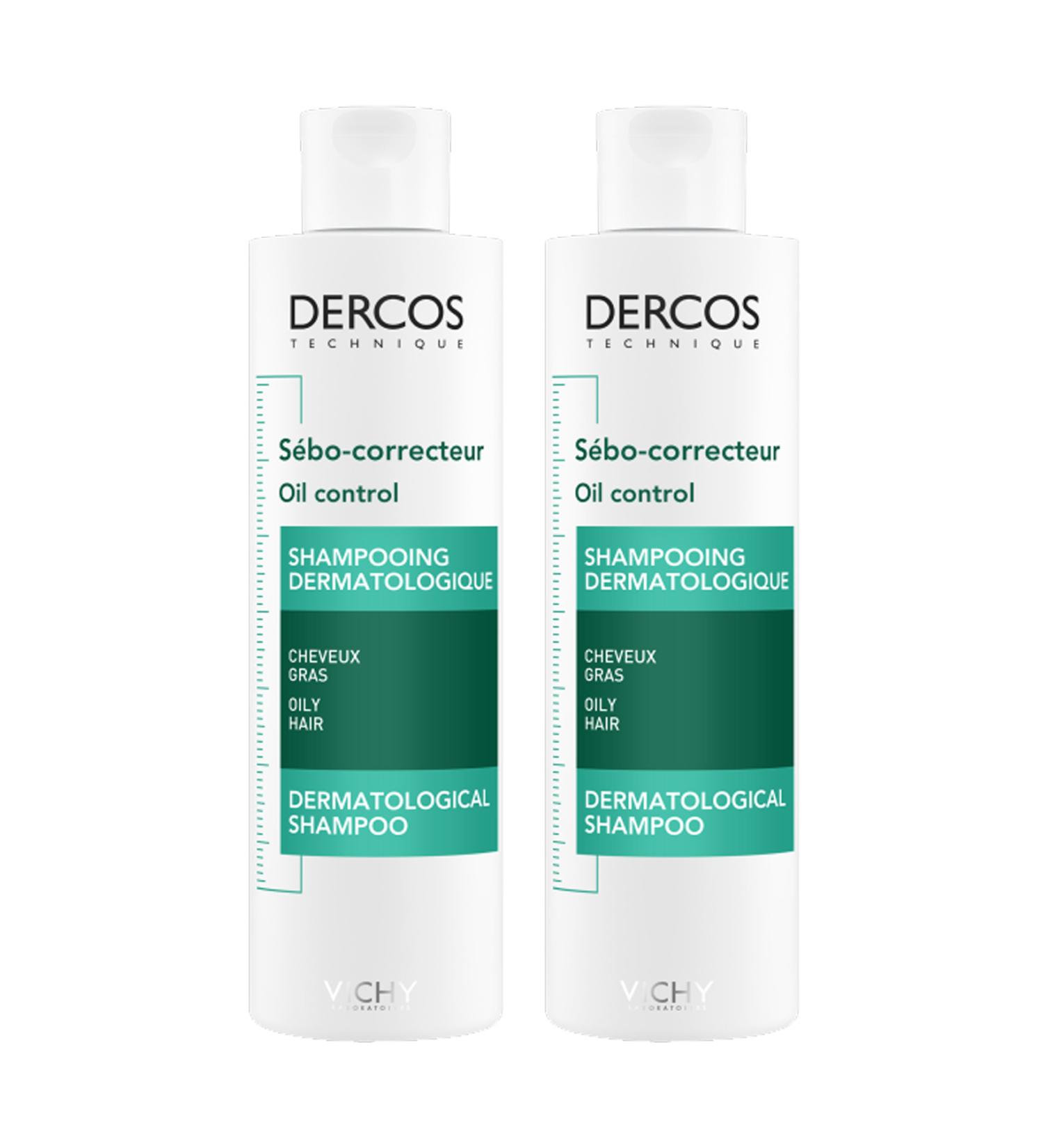 Vichy Dercos Oil Control - Anti-Oily Shampoo 200ml Pack of 2