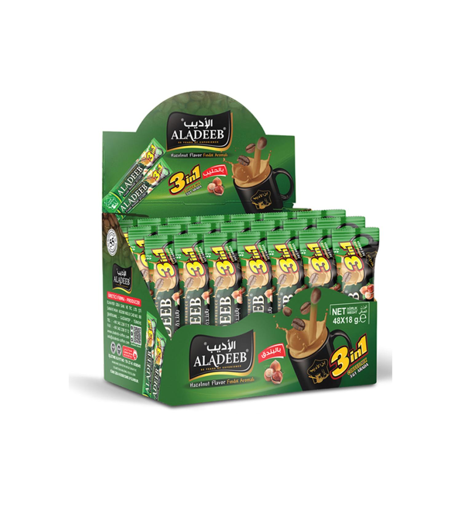 ALADEEB 3in1 Hazelnut Flavored 48 x 18 gr