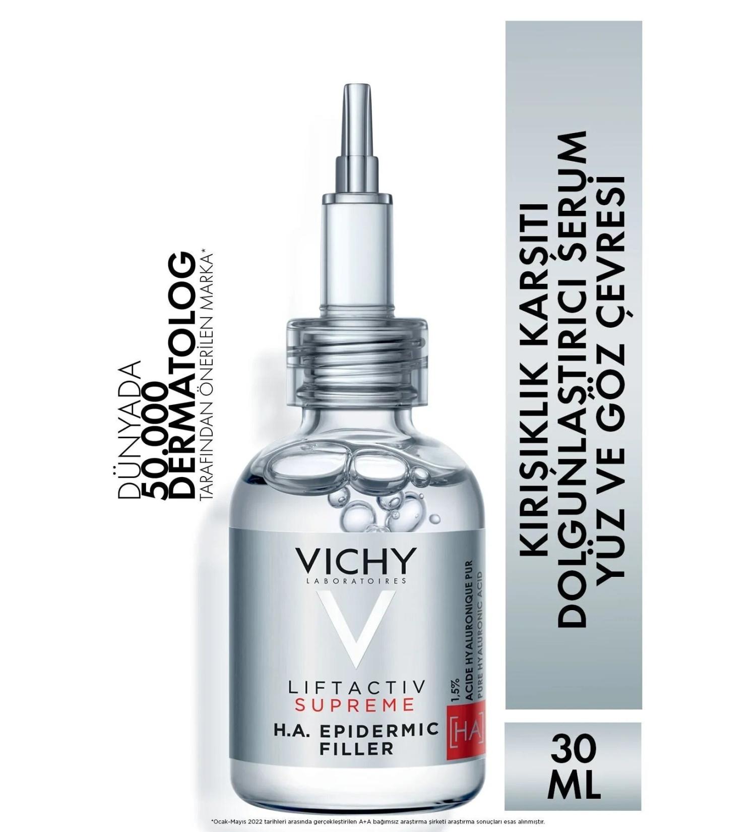 Vichy Liftactiv 1.5% Pure Hyaluronic Acid Anti-Wrinkle Face and Eye Contour Serum 30 Ml - Buy Online on GoSupps.com