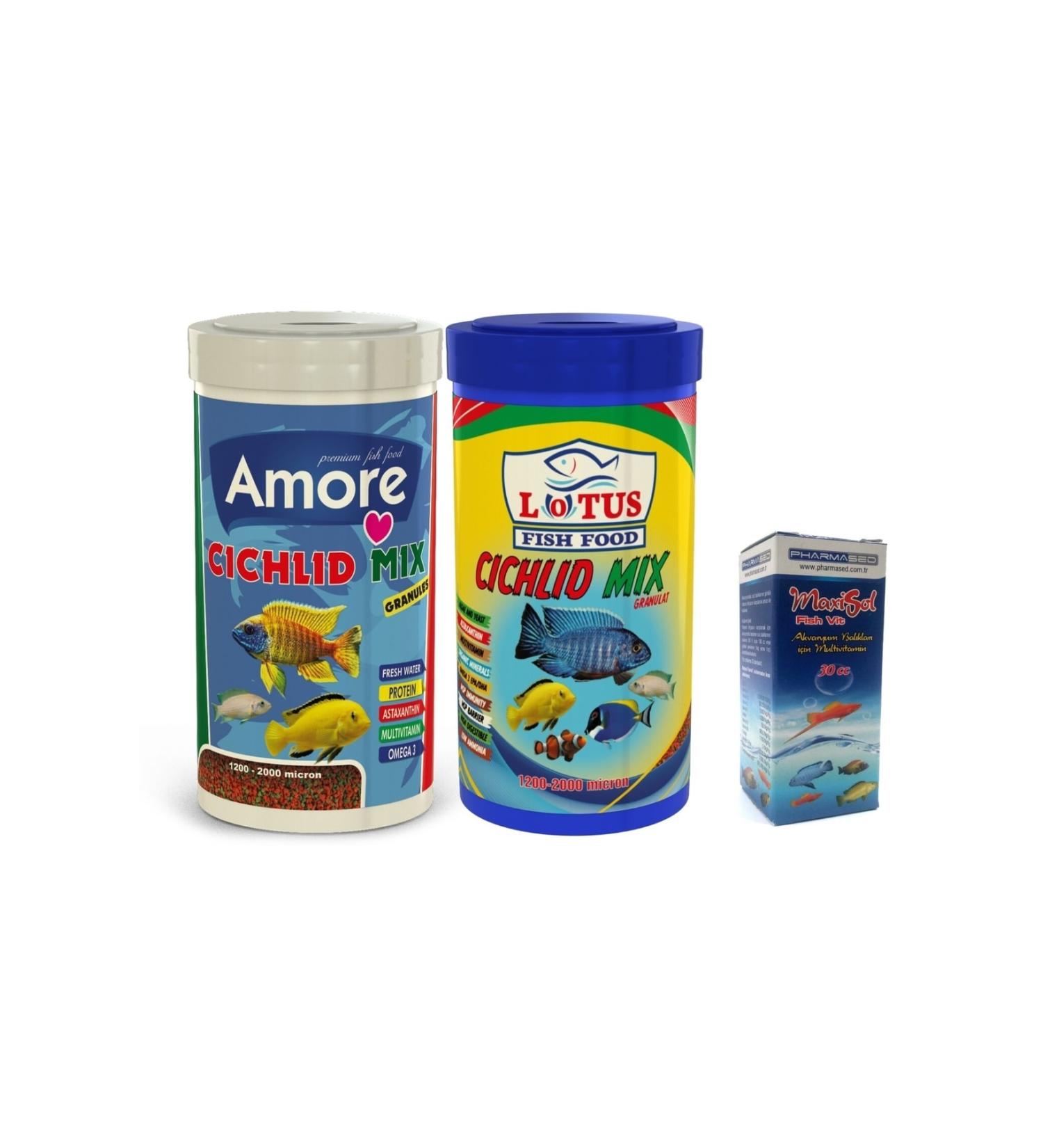 AMORE Cichlid Mix Granules Malawi American Tanganyika Cichlid 860 gr Protein Algae Fish Food