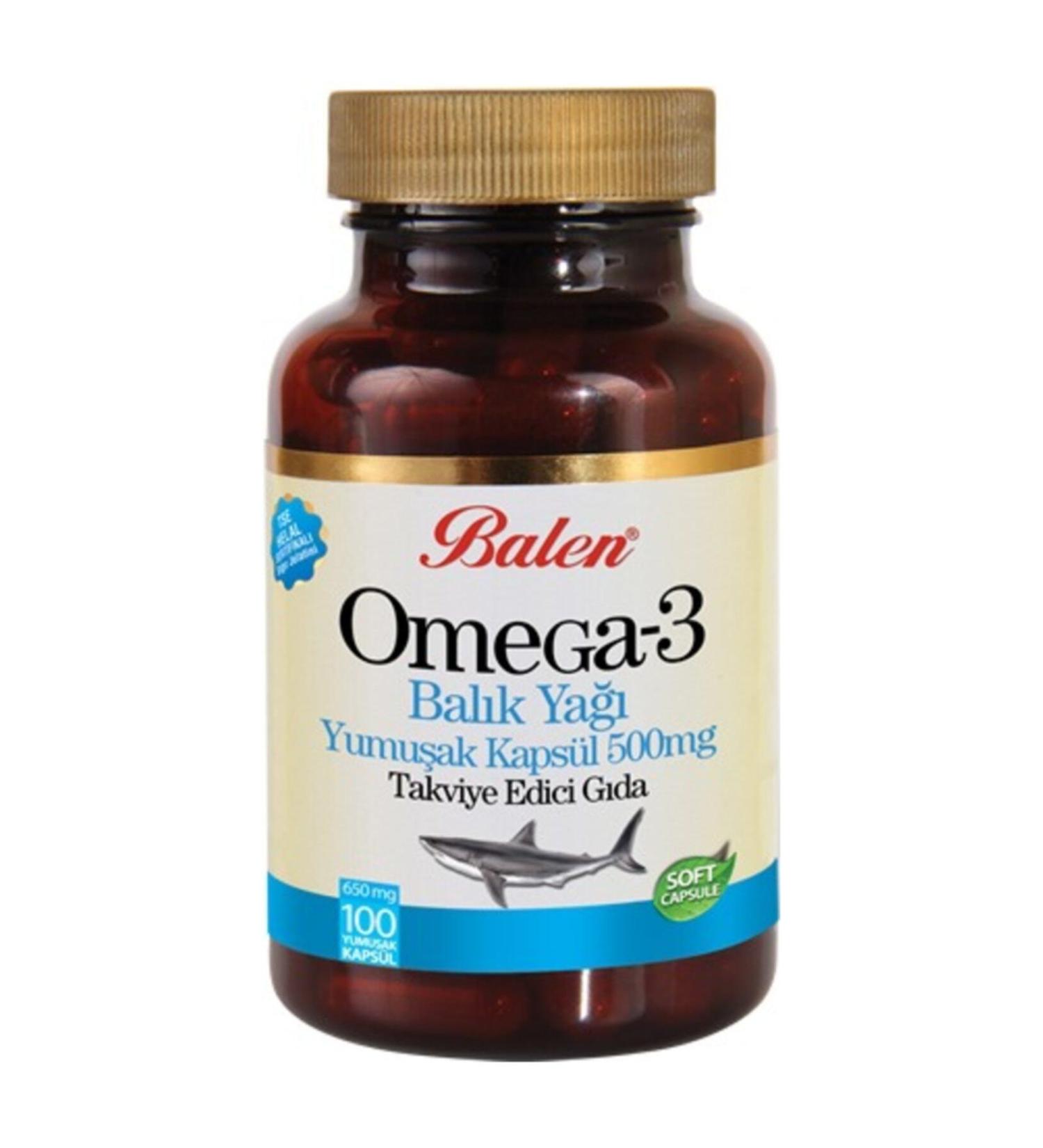 Balen Omega 3 Fish Oil 100 Softgels 650 mg Halal Certified