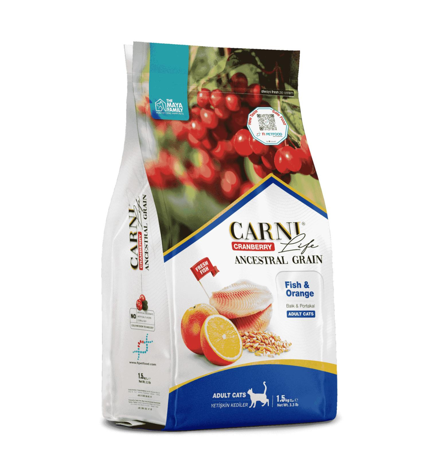 CARNI LIFE PETLOVEBOUTIQUE CRANBERRY ANCESTRAL GRAIN DOG SALMON & ORANGE 7KG ADULT MINI