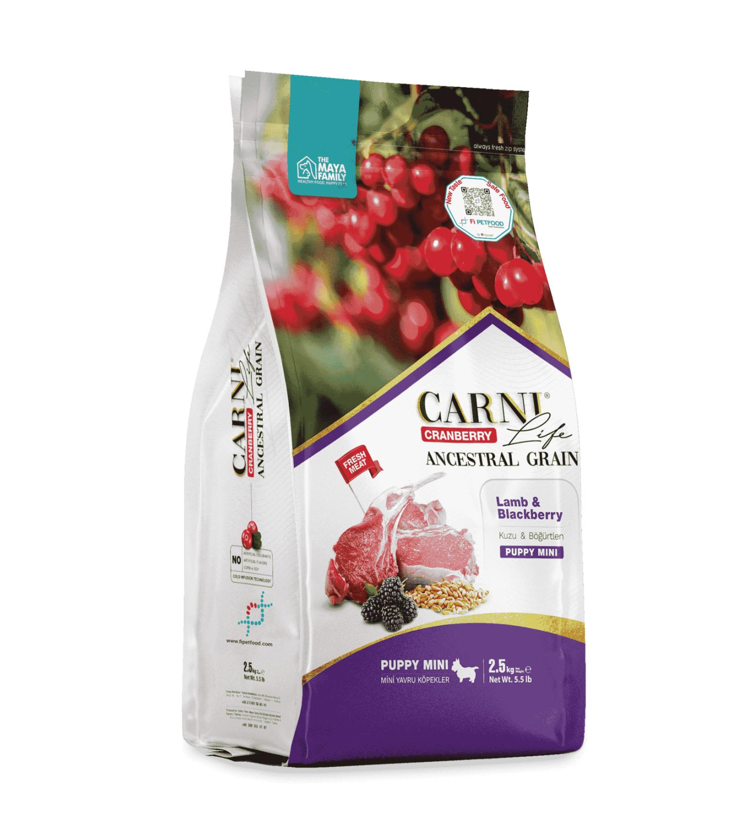 CARNI LIFE PETLOVEBUT K CRANBERRY ANCESTRAL GRAIN SHARK & ORANGE 2.5KG PUPPY MINI