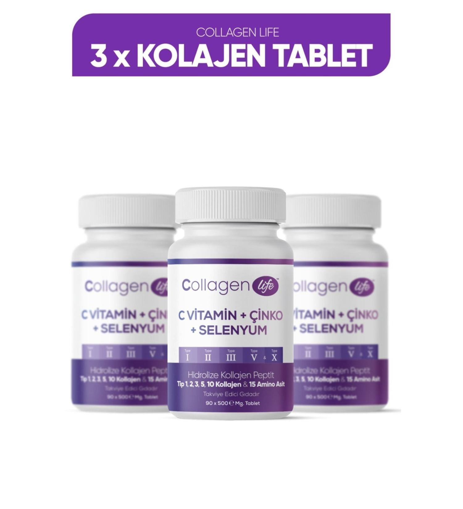 Collagen Life 5 Types Collagen Type 1 Type 2 Type 3 Type 5 Type 10 (Selenium Vitamin C and Zinc) 3 Pieces - Buy Online on GoSupps.com