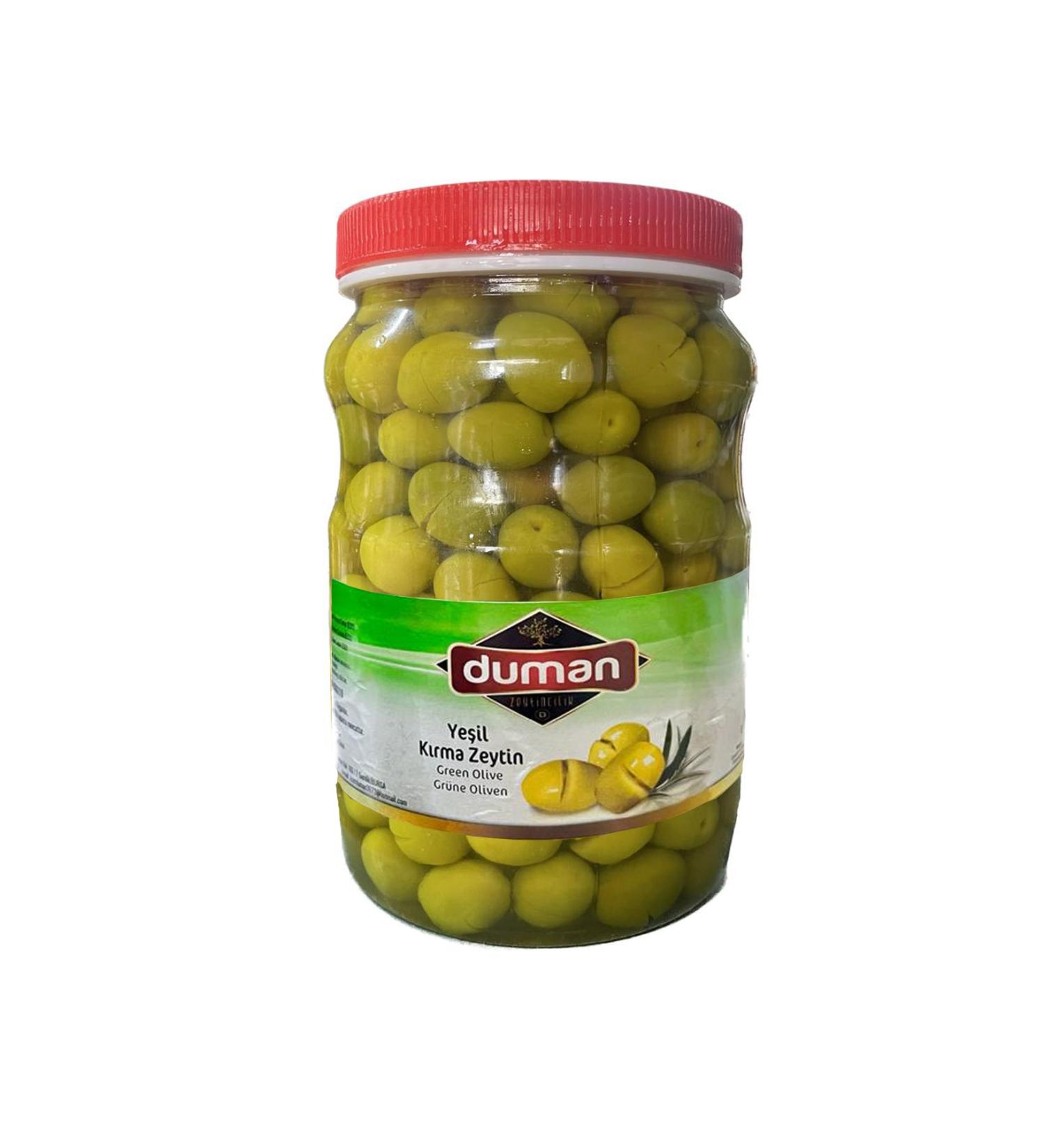 DUMAN GURME Duman Olive Traditional Hatay Stone Crushed Green Olives 1000 Gr