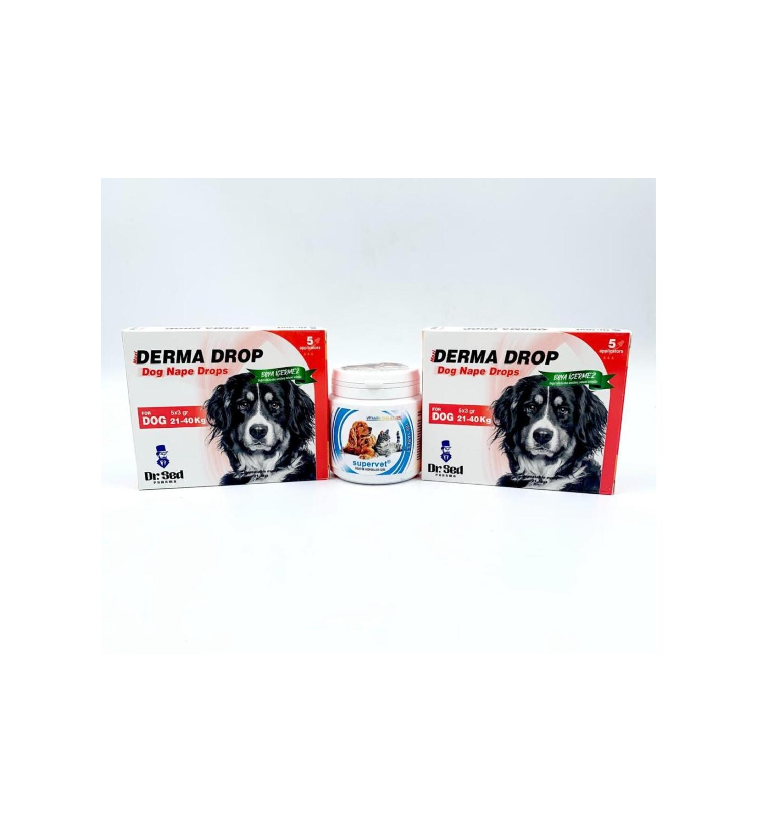 Dr Sed Pharma 21-40kg Dog Nape Drops 2 boxes + Supervet Vitamin tablets