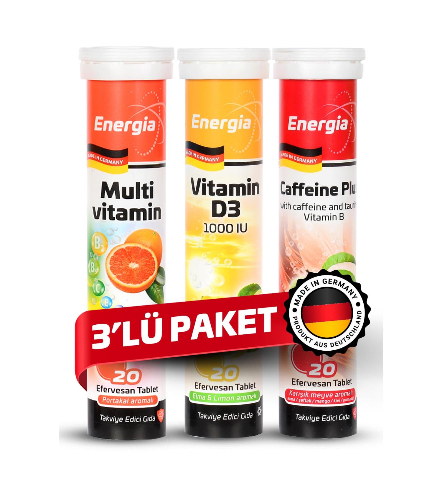 Energia Multivitamin Vitamin D Caffeine Plus Effervescent Tablet Food Supplement