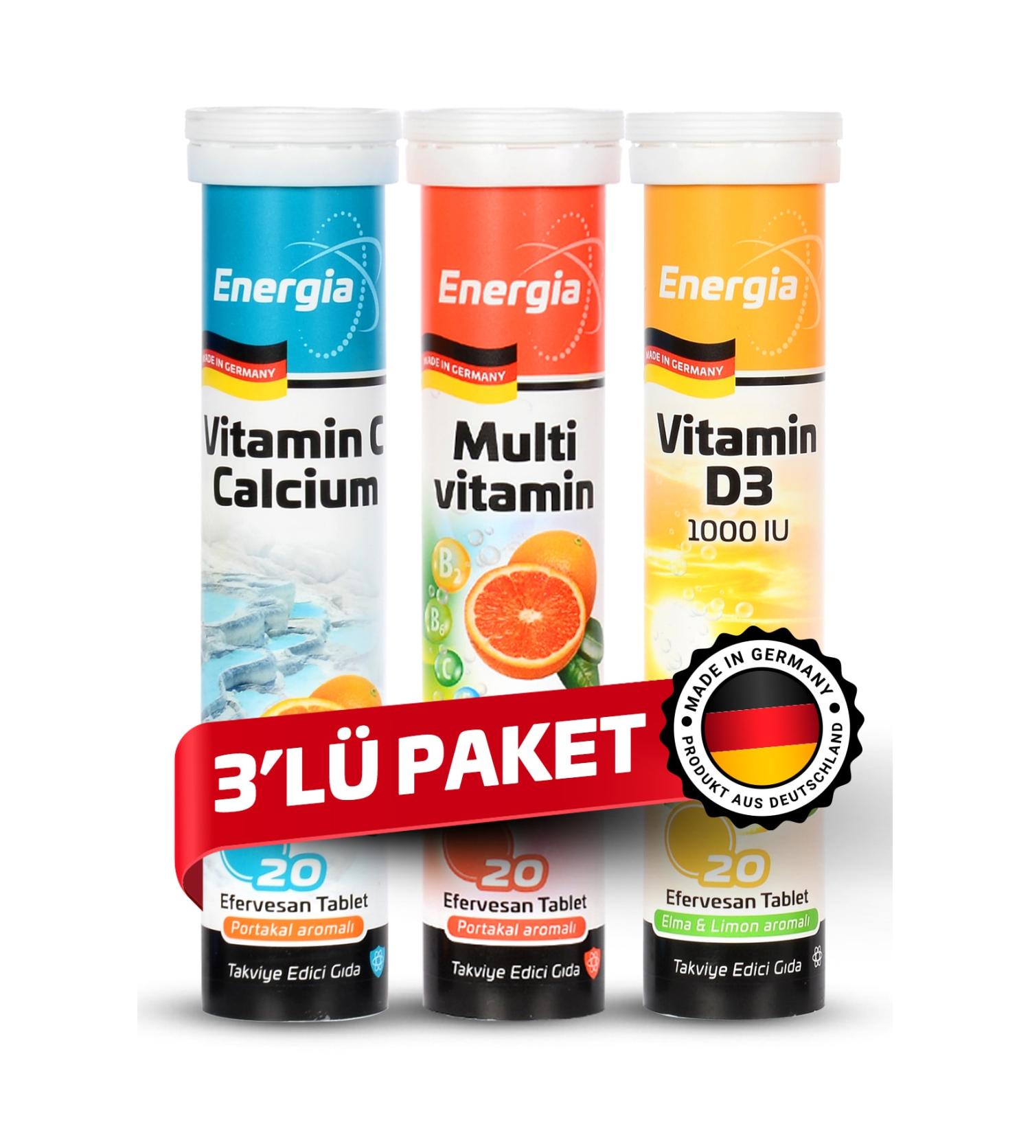 Energia Vitamin C + Multivitamin + Vitamin D Effervescent Tablet Food Supplement
