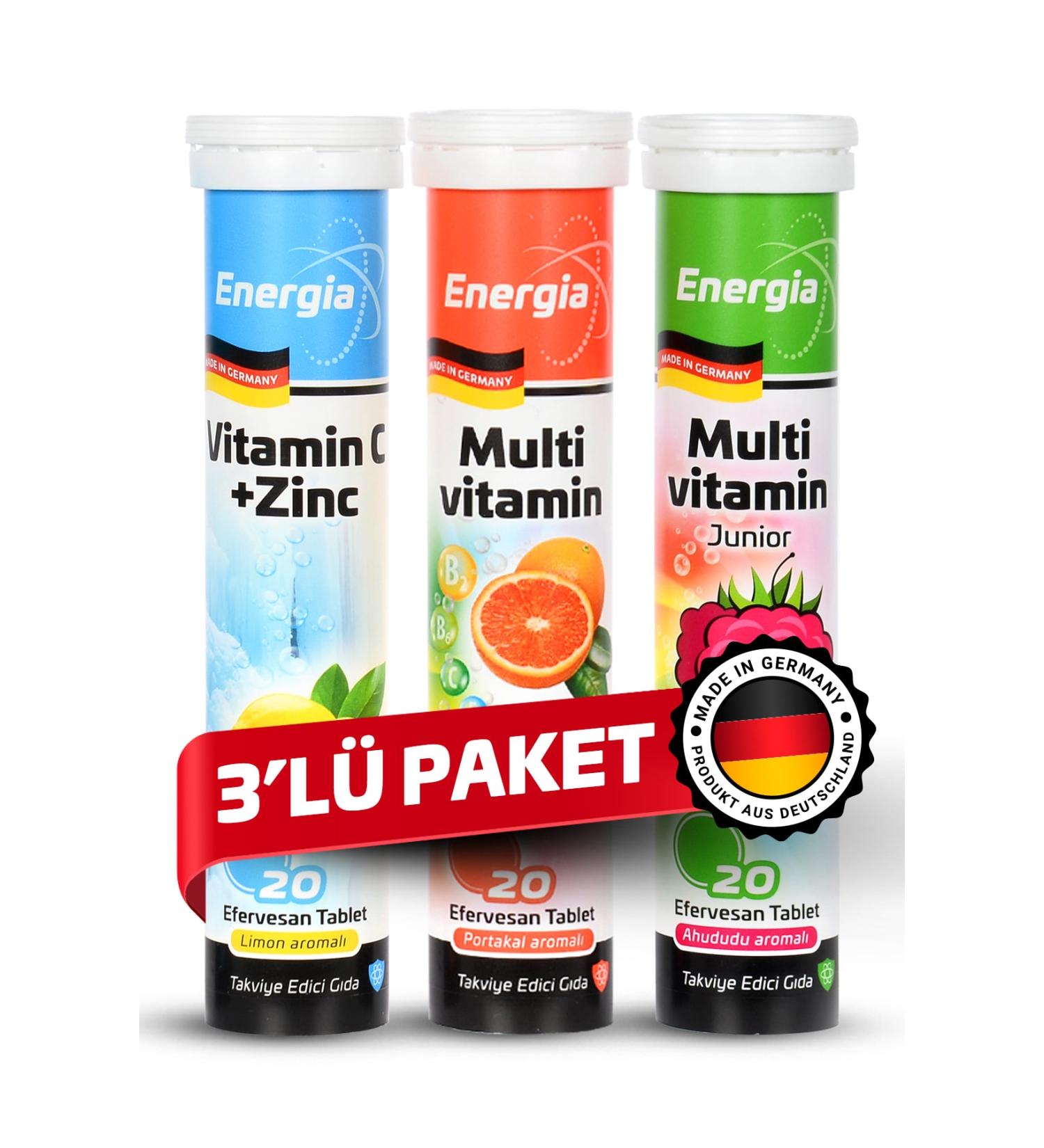 Energia Vitamin C and Zinc + Multivitamin + Multivitamin Children's Effervescent Tablet Supplementary Food