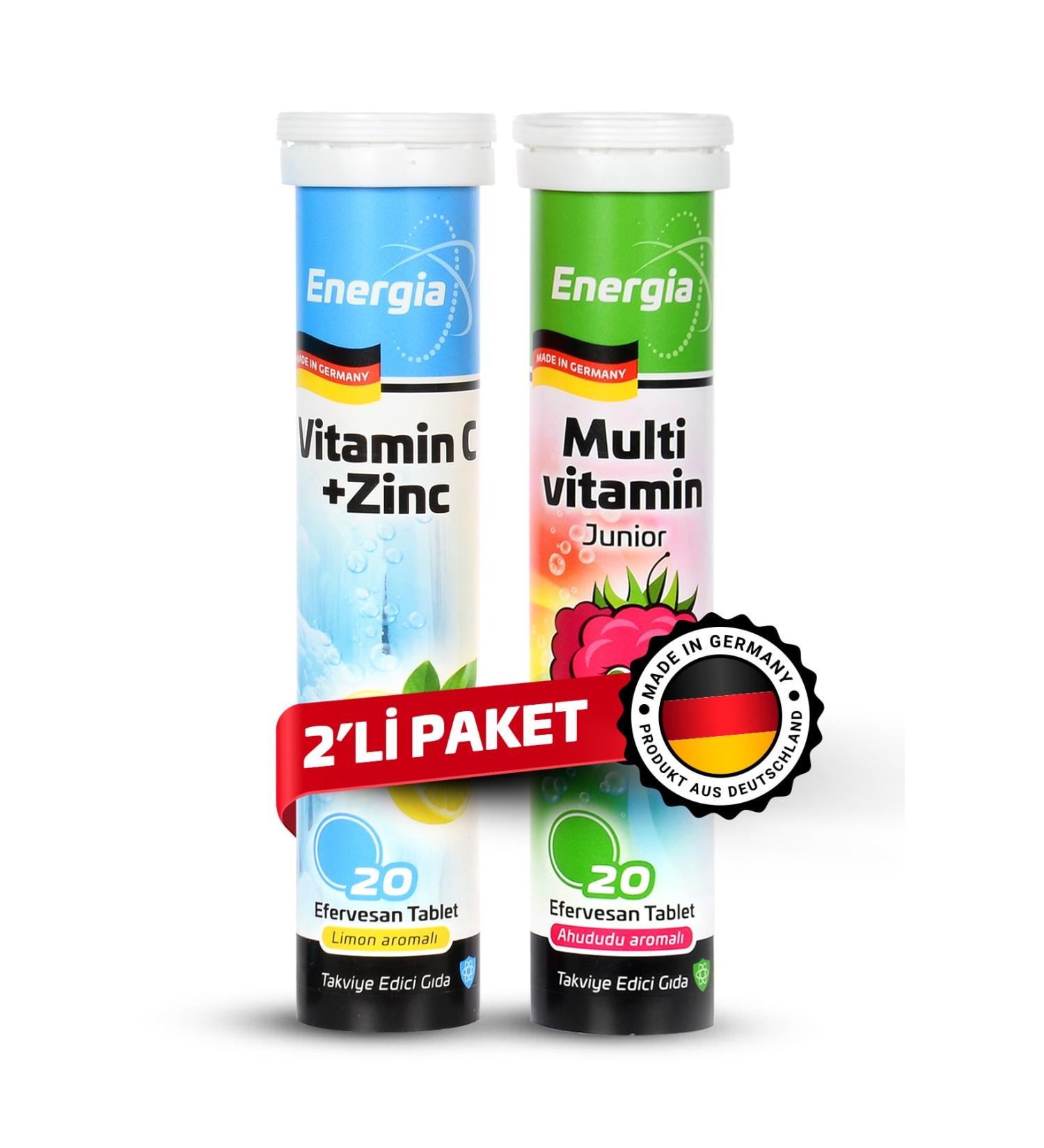 Energia Vitamin C and Zinc + Multivitamin Children's Effervescent Tablet Food Supplement