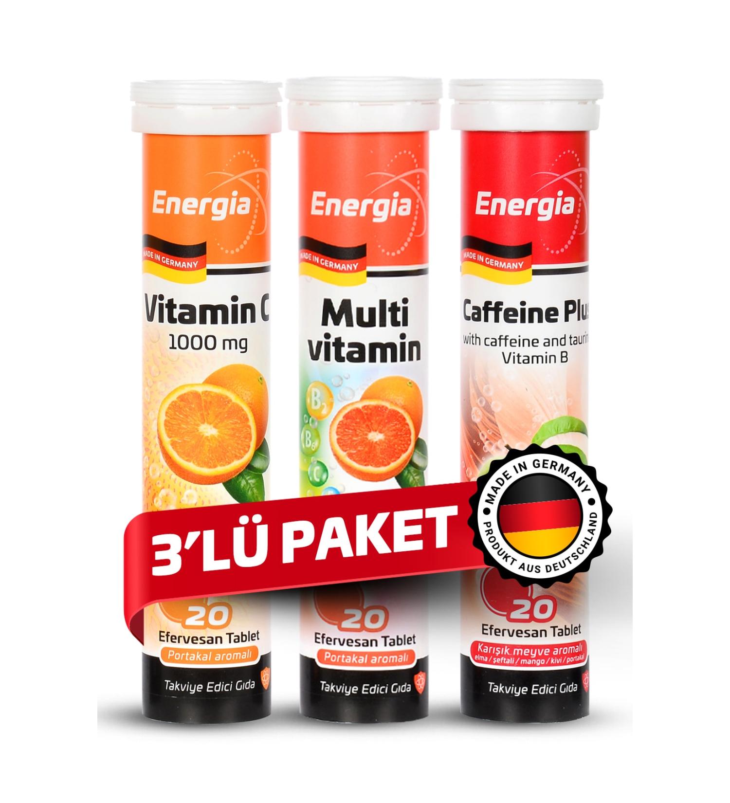 Energia Vitamin C Multivitamin Caffeine Plus Effervescent Tablet Food Supplement