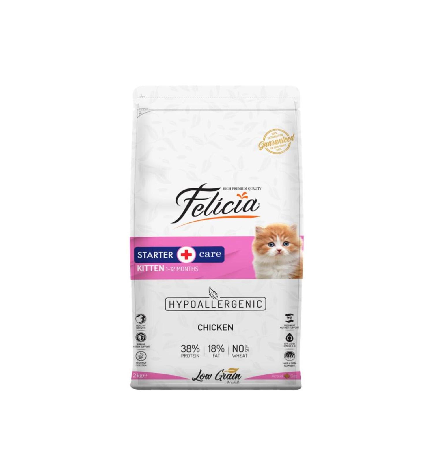 Felicia Hypoallergenic Chicken and Anchovy Low Grain Kitten Food 2 Kg