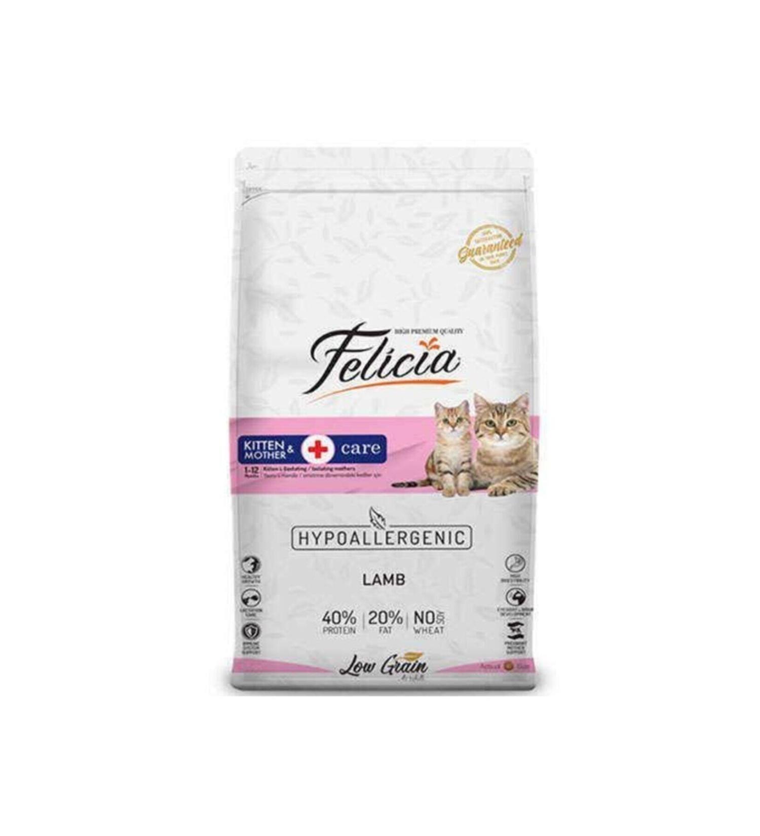 Felicia Lamb Kitten Cat Food 12 Kg + Wet Food 85 Gr (12 Pieces)