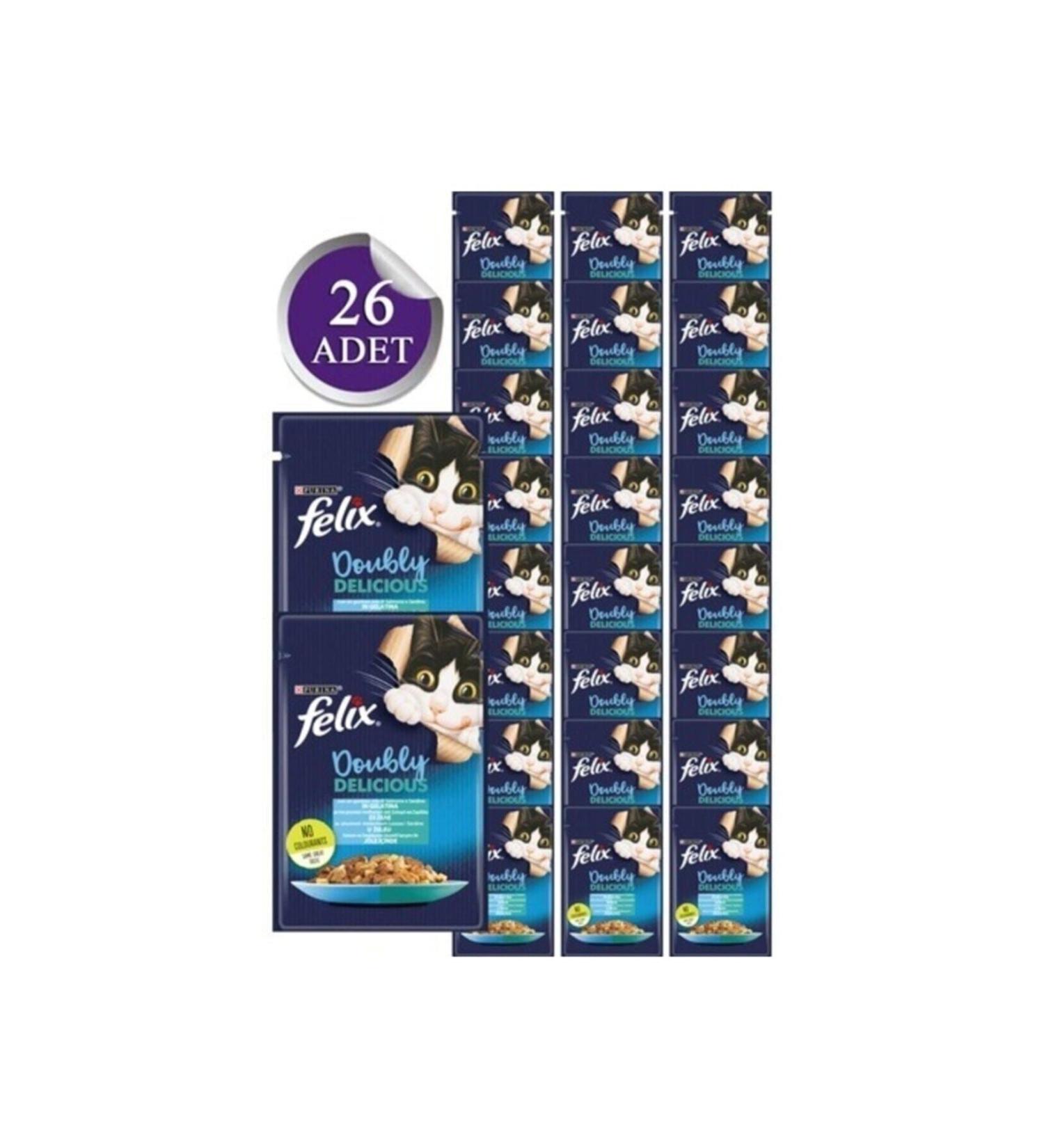 FELIX Adult Cat Pouch Food with Salmon Shrimp 20 Pieces