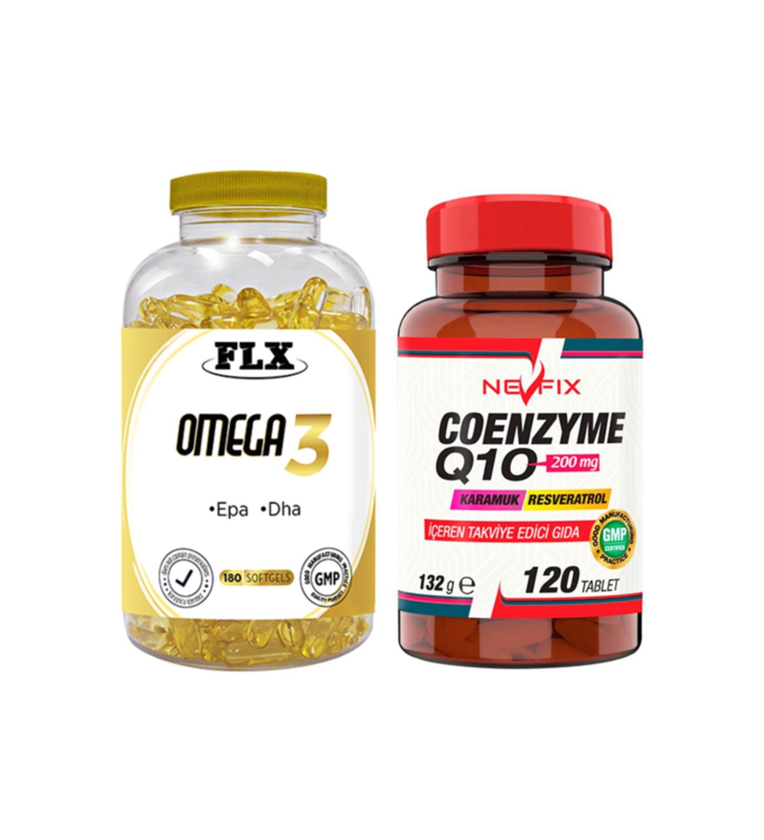 FLX Omega 3 Fish Oil 90 Softgel & Nevfix Magnesium Citrate Vitamin B-6 120 Tablets