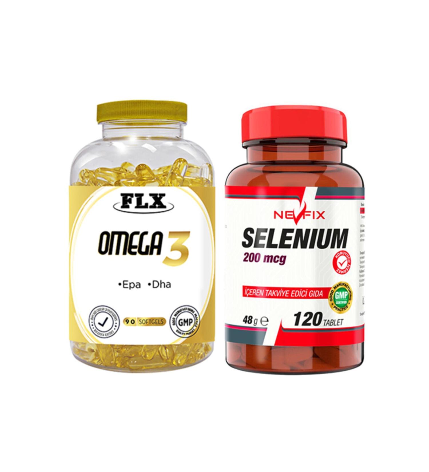 FLX Omega 3 Fish Oil 180 Softgel & Nevfix Coenzyme Q10 Coenzyme Resveratrol Q10 Barberry 120 Tablets
