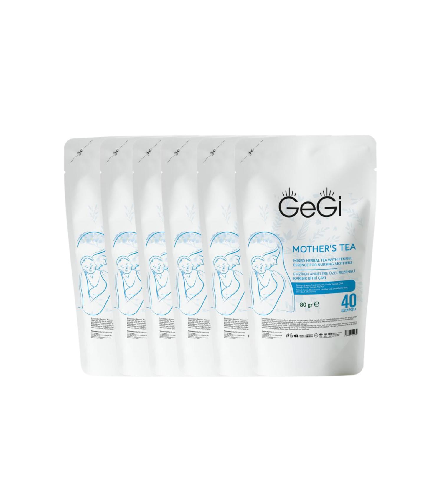 GEGI Mixed Herbal Tea for Breastfeeding Mothers Supporting Milk Increase and Gas Relief Economical Pack of 6