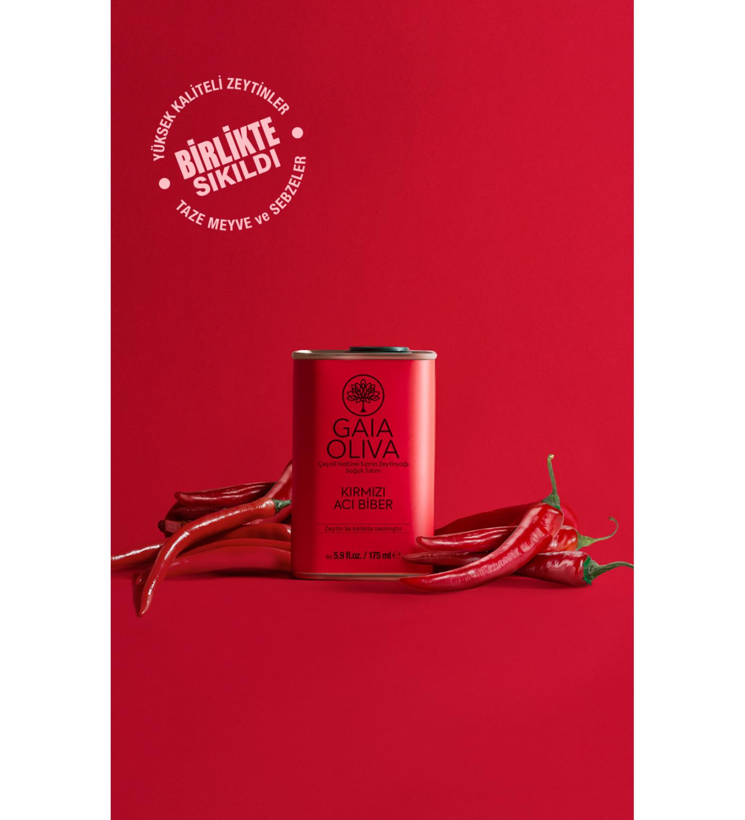 Gaia Oliva Red Hot Pepper Flavored 175 ml Extra Virgin Olive Oil (NEW HARVEST)