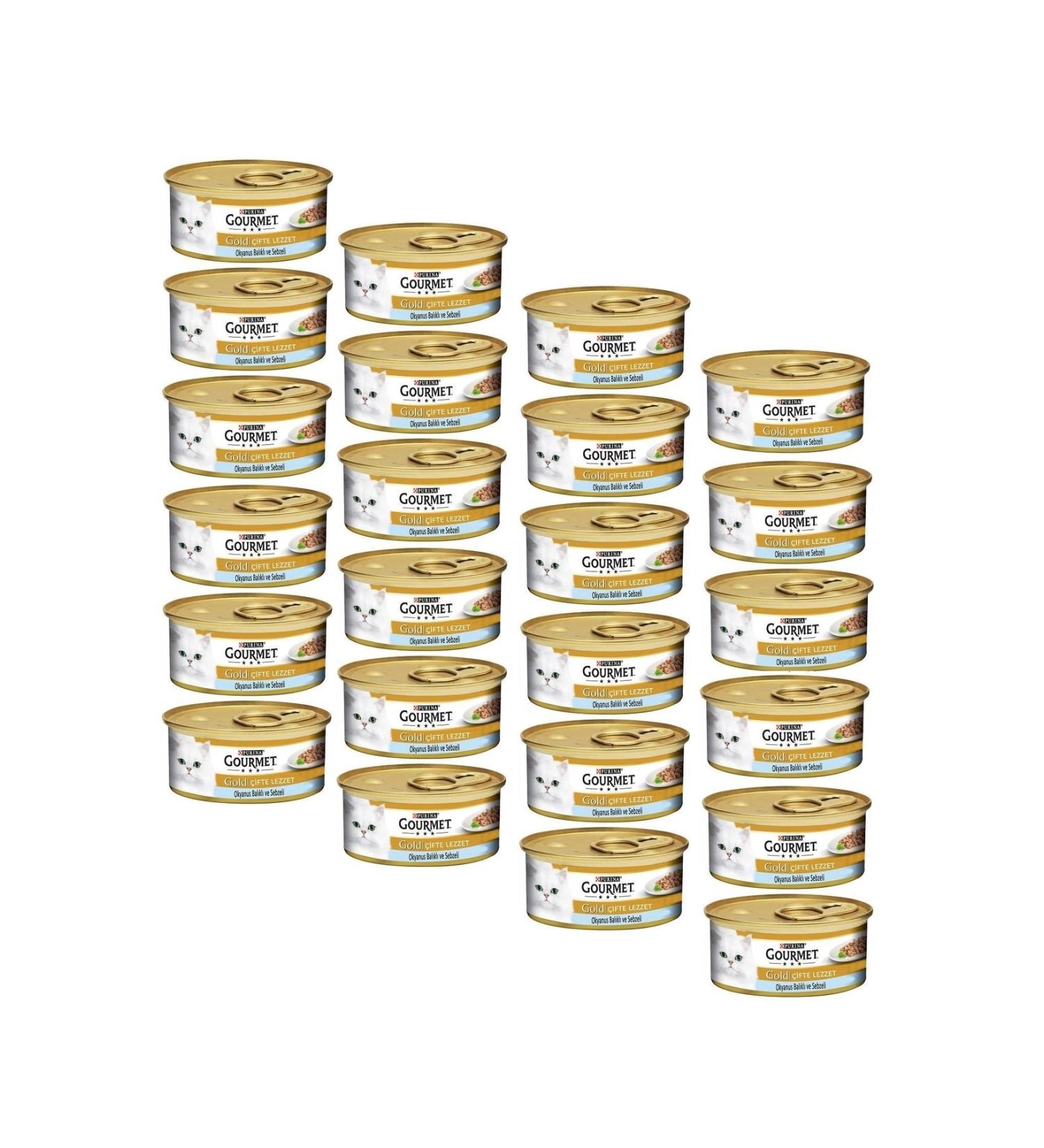 Gourmet Gold Piece Meat Fish Spinach Double Flavor Cat Canned Food 85 Gr (12 Pieces)