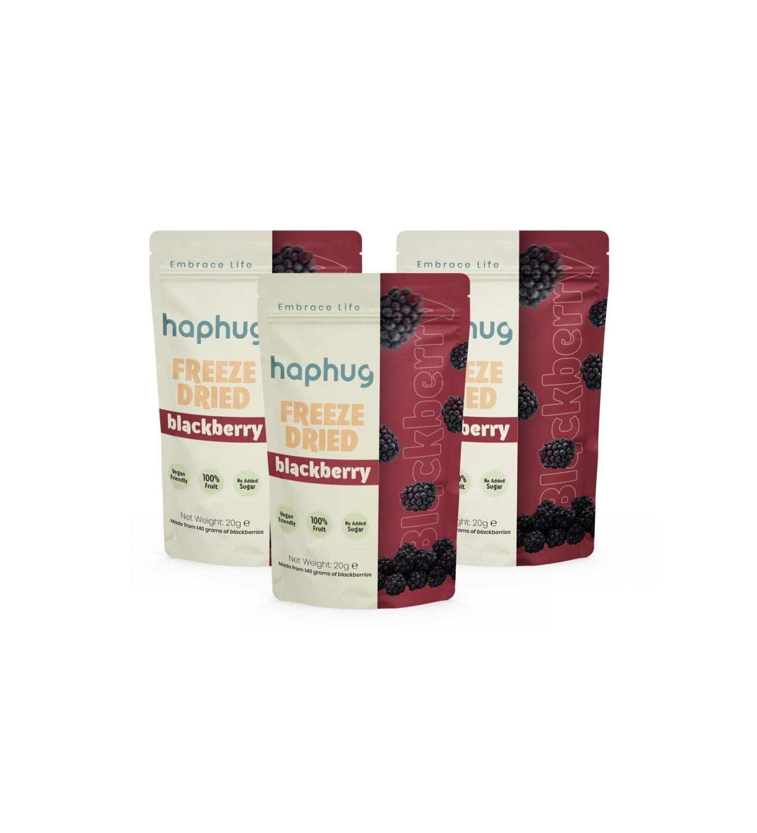 HapHug 3 Pack Freeze Dried Blackberry - Freeze Dried Fruit - Freeze Dry Dried Fruit 3x20gr - Buy Online on GoSupps.com