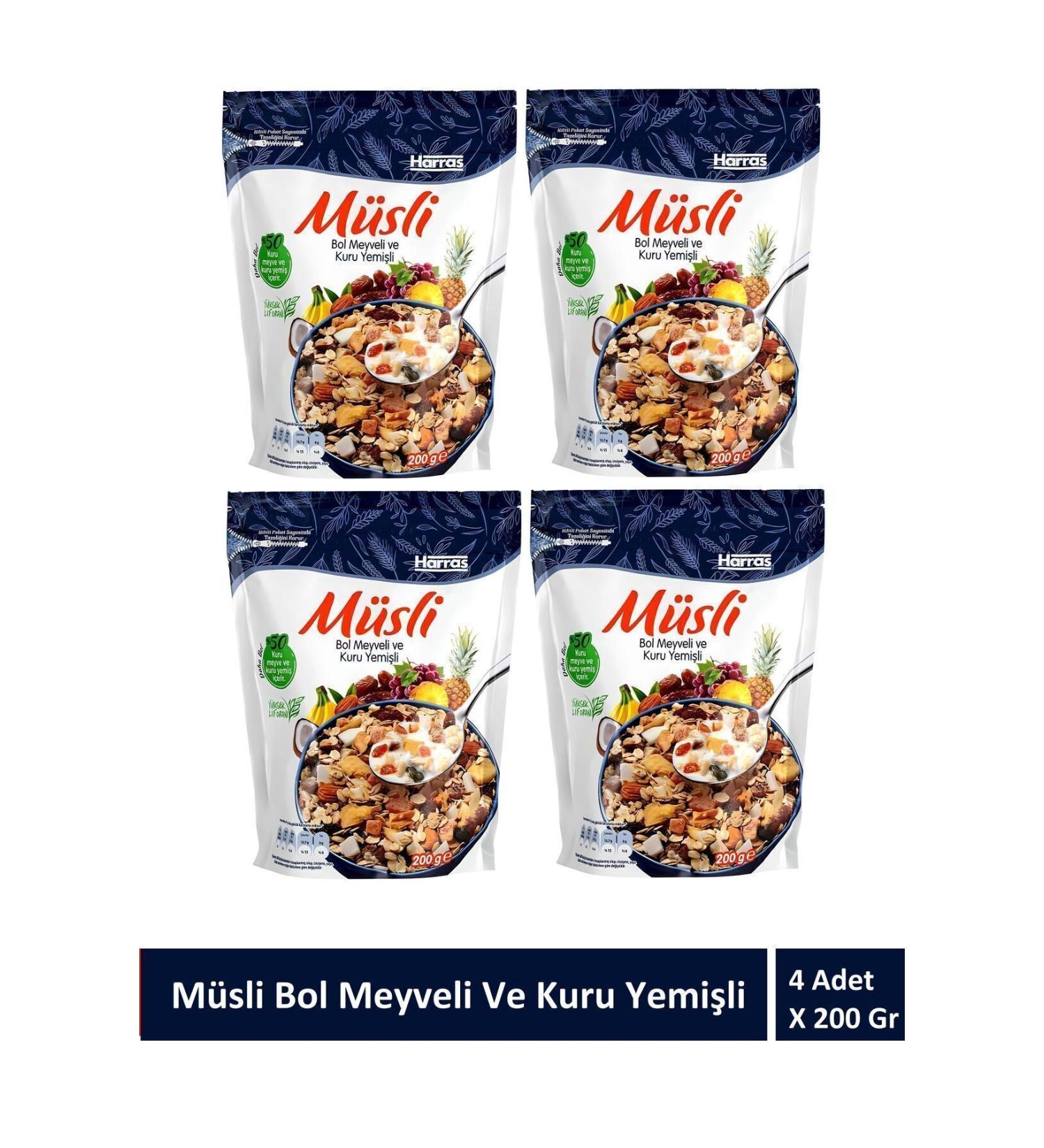 Harras Muesli with Lots of Fruits and Nuts 200gr x 4 Pieces - Buy Online on GoSupps.com
