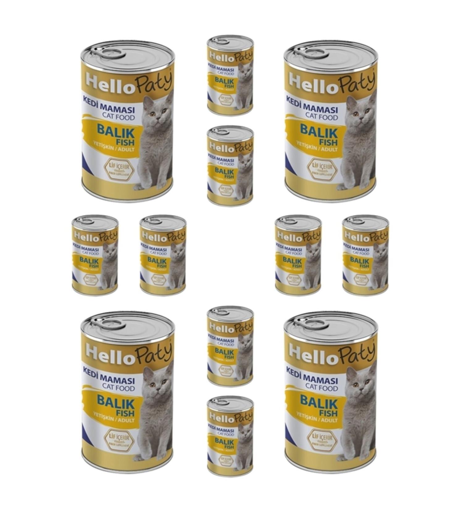Hello Paty 12 Adult Fish Meat Minced Cat Food (415 Gr 12 Canned Wet Food)