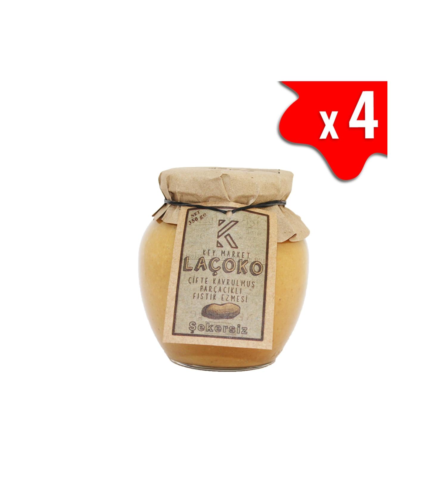 LA OKO 1400 Grams Sugar-Free Additive-Free Gluten-Free Vegan Double Roasted Peanut Butter with Chunks