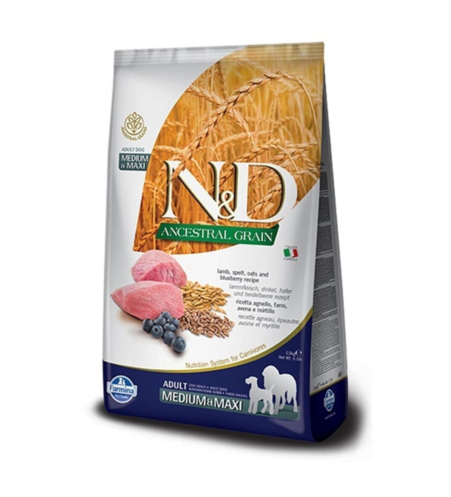 N & D Lamb Meat and Blueberry Medium and Large Breed Grain Adult Dog Food 12 Kg - Farmapets