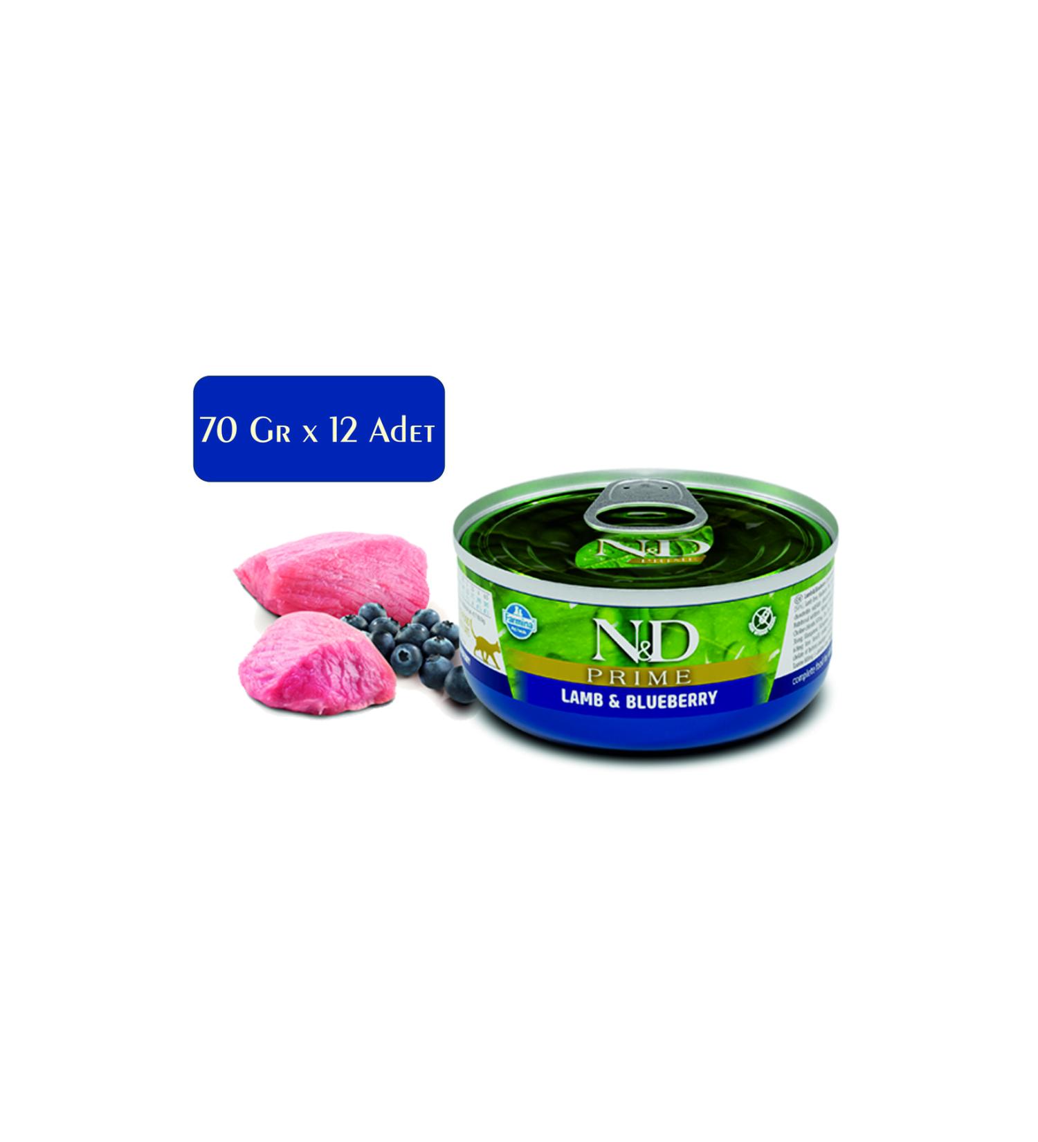 N & D Nd Prime Cat Canned Food Lamb & Blueberry 70 gr * 12 Pieces