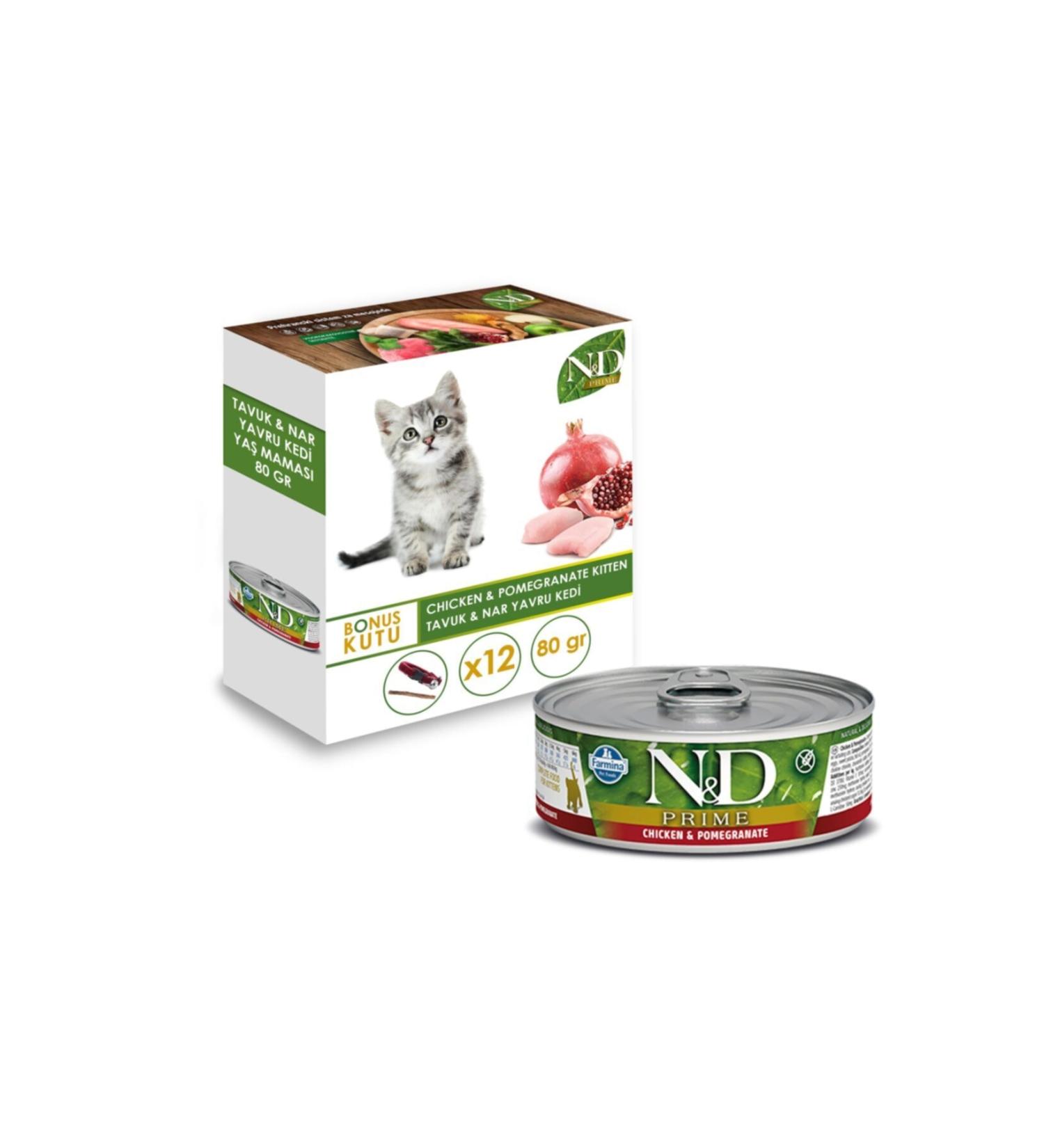 N & D Nd Prime Grain Free Kitten Chicken Pomegranate Kitten Cat Canned Food 24x80 gr