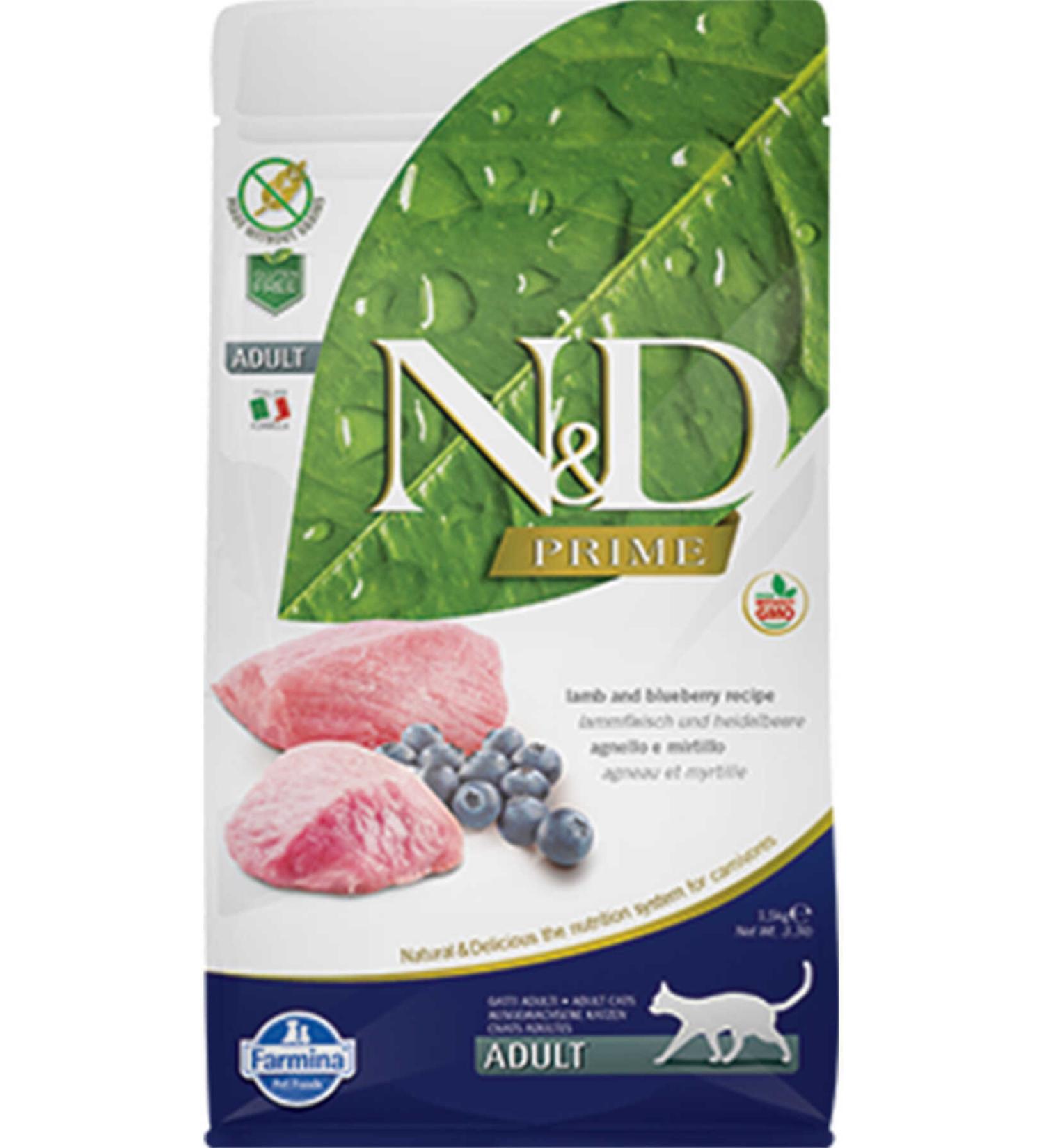 N & D ND Prime Grain-Free Lamb & Blueberry Adult Cat Food 1.5kg