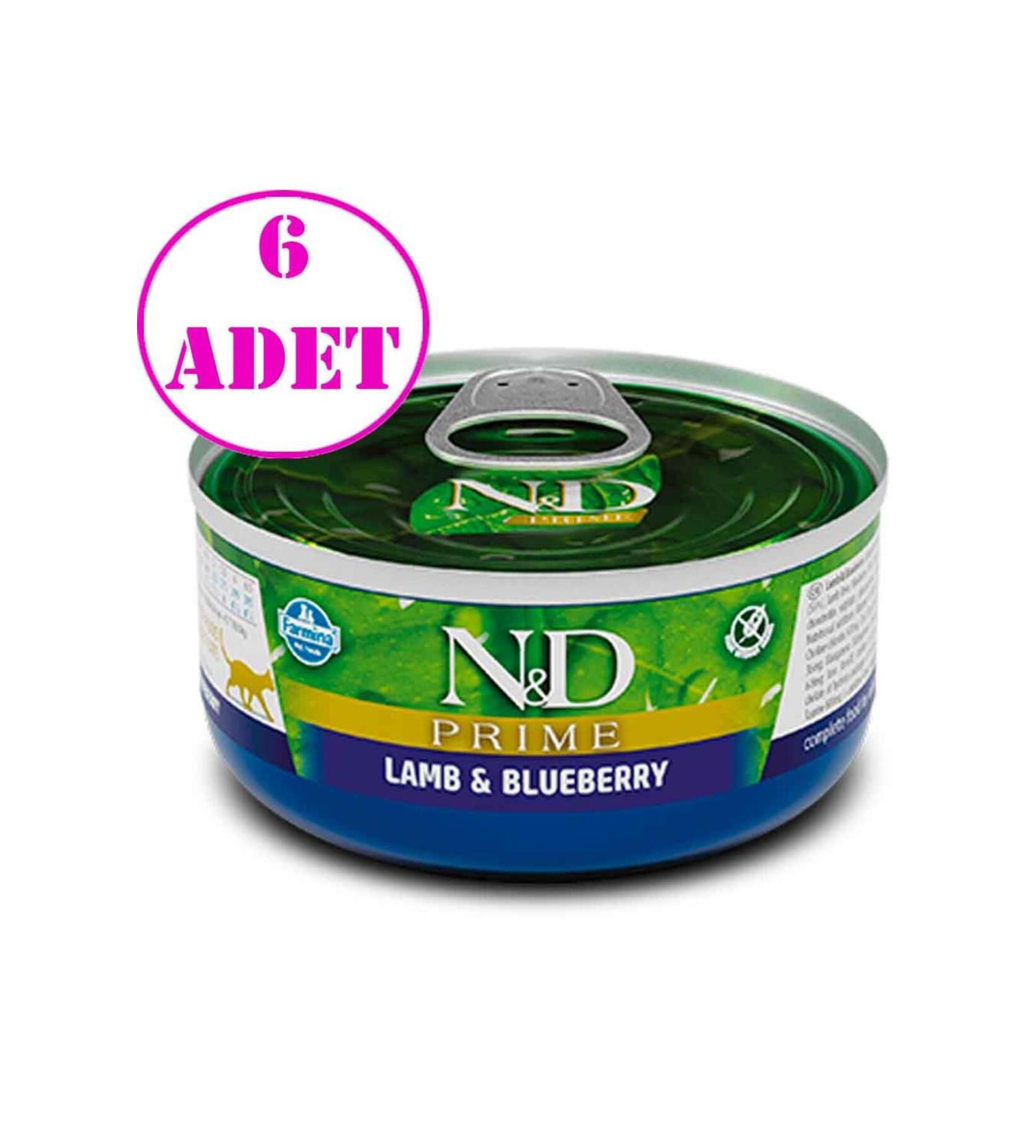 N & D Nd Prime Grain-Free Lamb Blueberry Cat Canned Food 70 Gr 6 Pieces