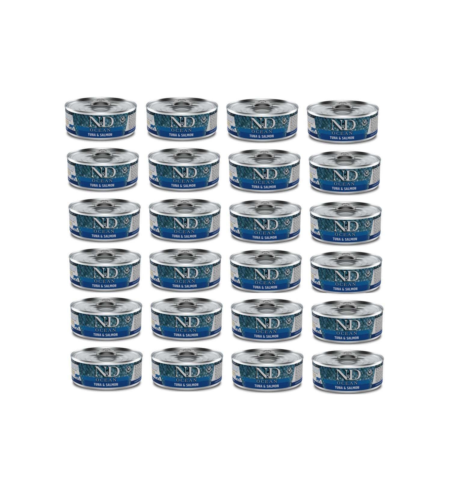 N & D Ocean Tuna and Salmon Cat Canned Food 80 Gr. X 6 Pieces