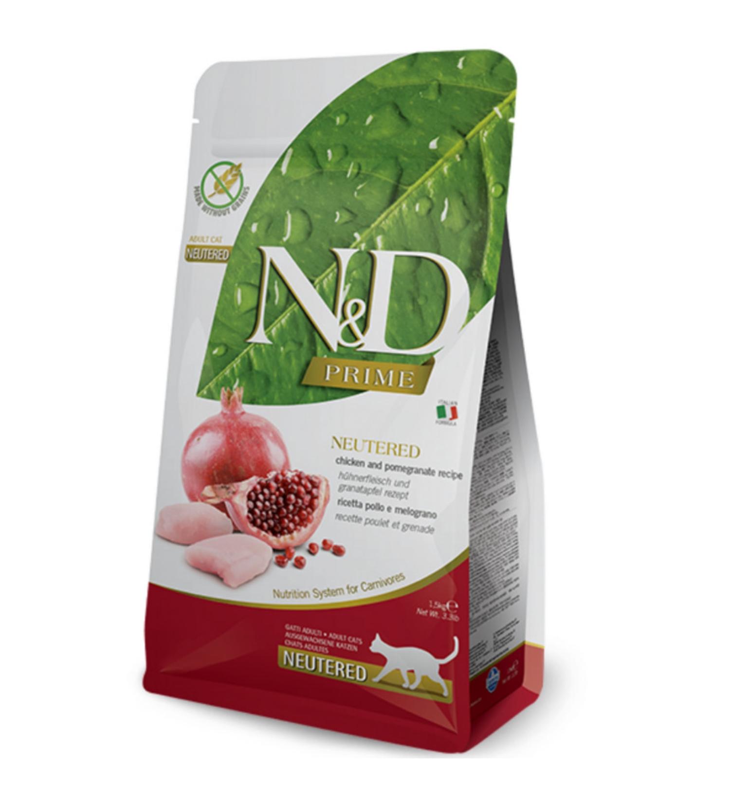 N & D Prime Neutered Grain-Free Chicken and Pomegranate Sterilized Cat Food 5kg