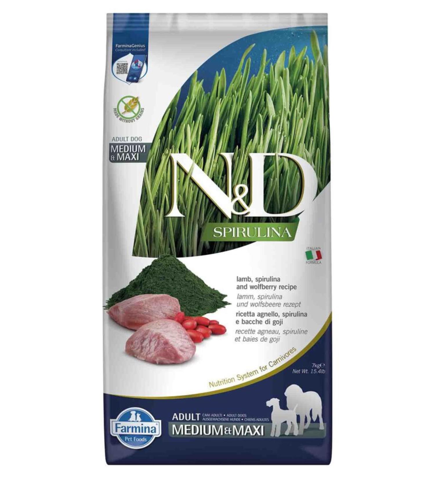 N & D Spirulina Lamb Meat Medium and Large Breed Puppy Food 2 Kg