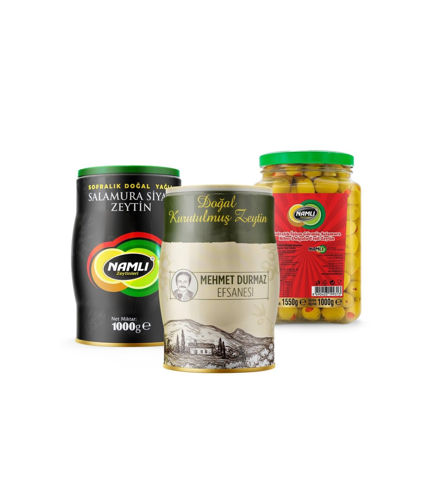 Naml Special Production black 1 kg Dry Sele Olive 1 kg Peppered Green Olive 1 kg