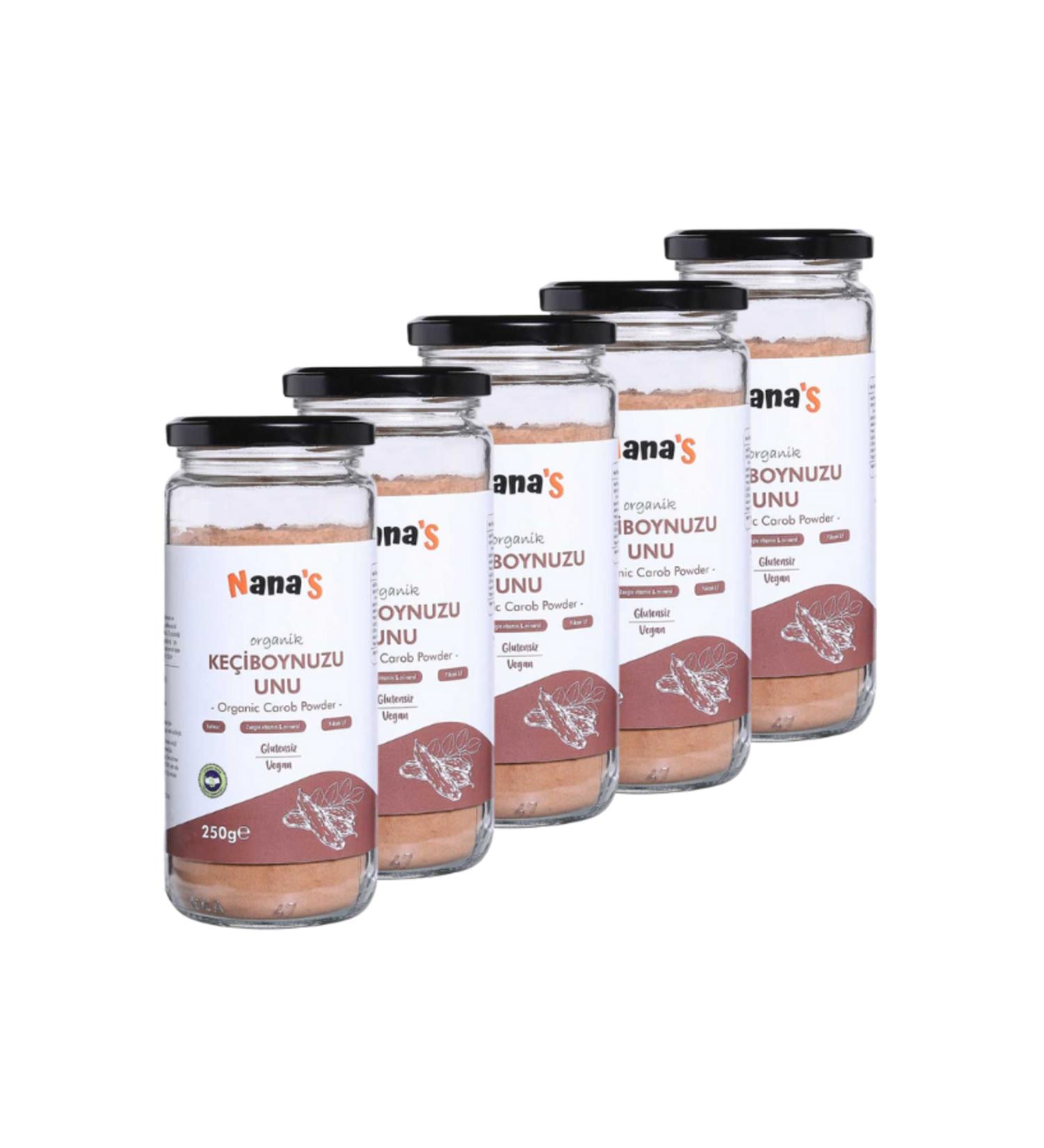 Nana'S Vegan Gluten-Free Organic Carob Flour 250gr x5 (5 Pieces) (Suitable for Celiac Disease High Fiber)