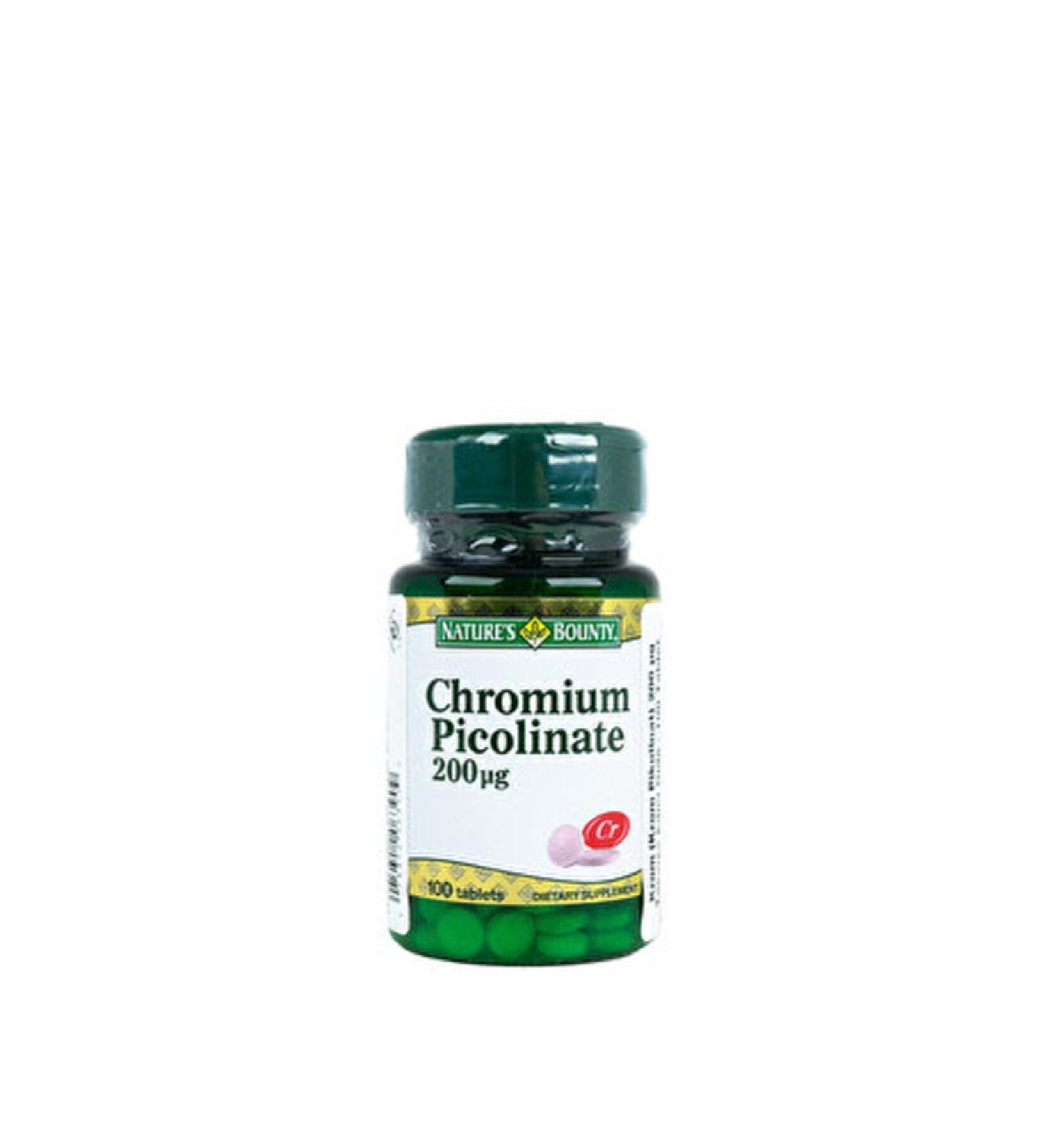 Nature's Bounty Chromium Picolinate Mineral 200 mcg 100 Tablets (2 PCS)